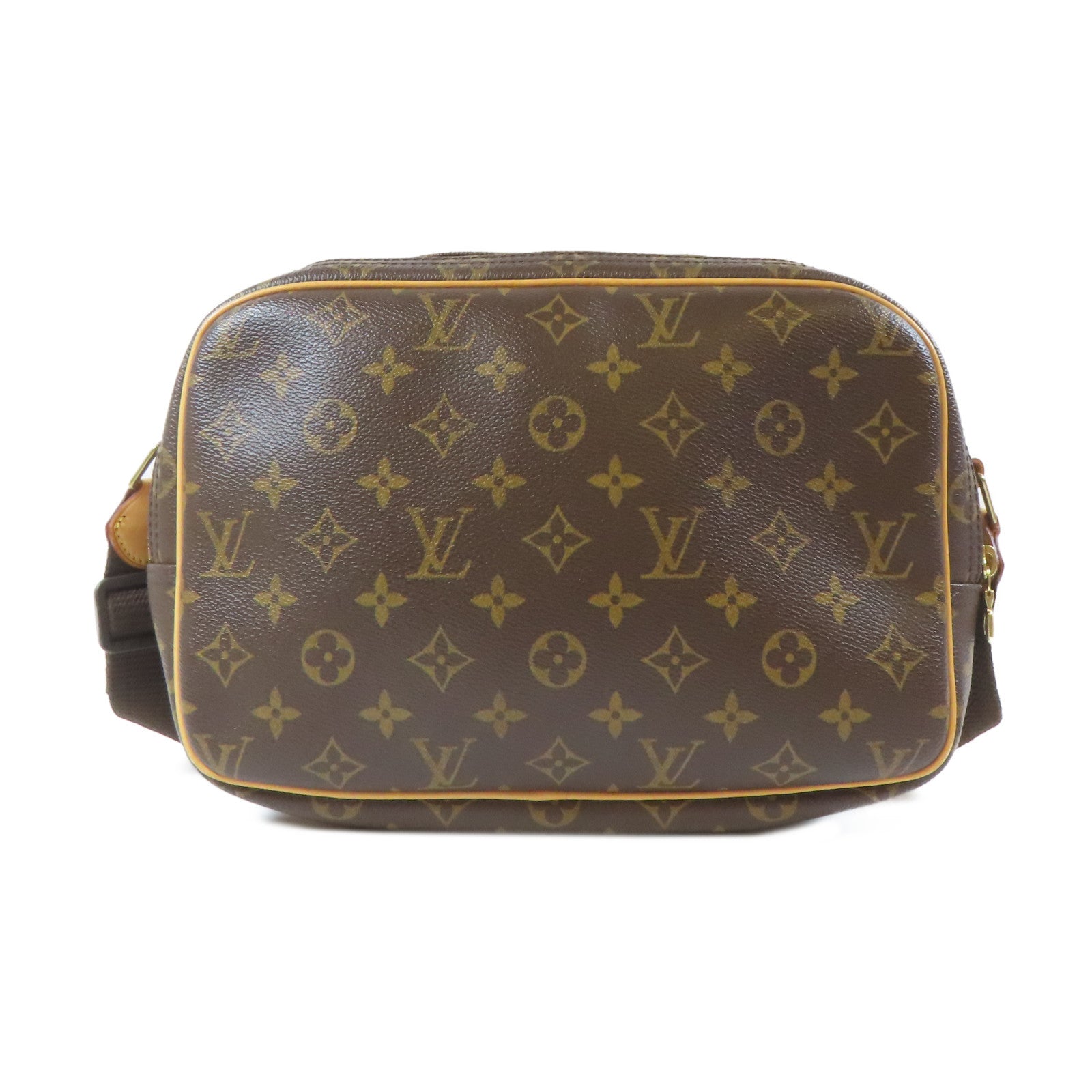 LOUIS VUITTON Monogram Reporter PM金扣肩背袋啡色