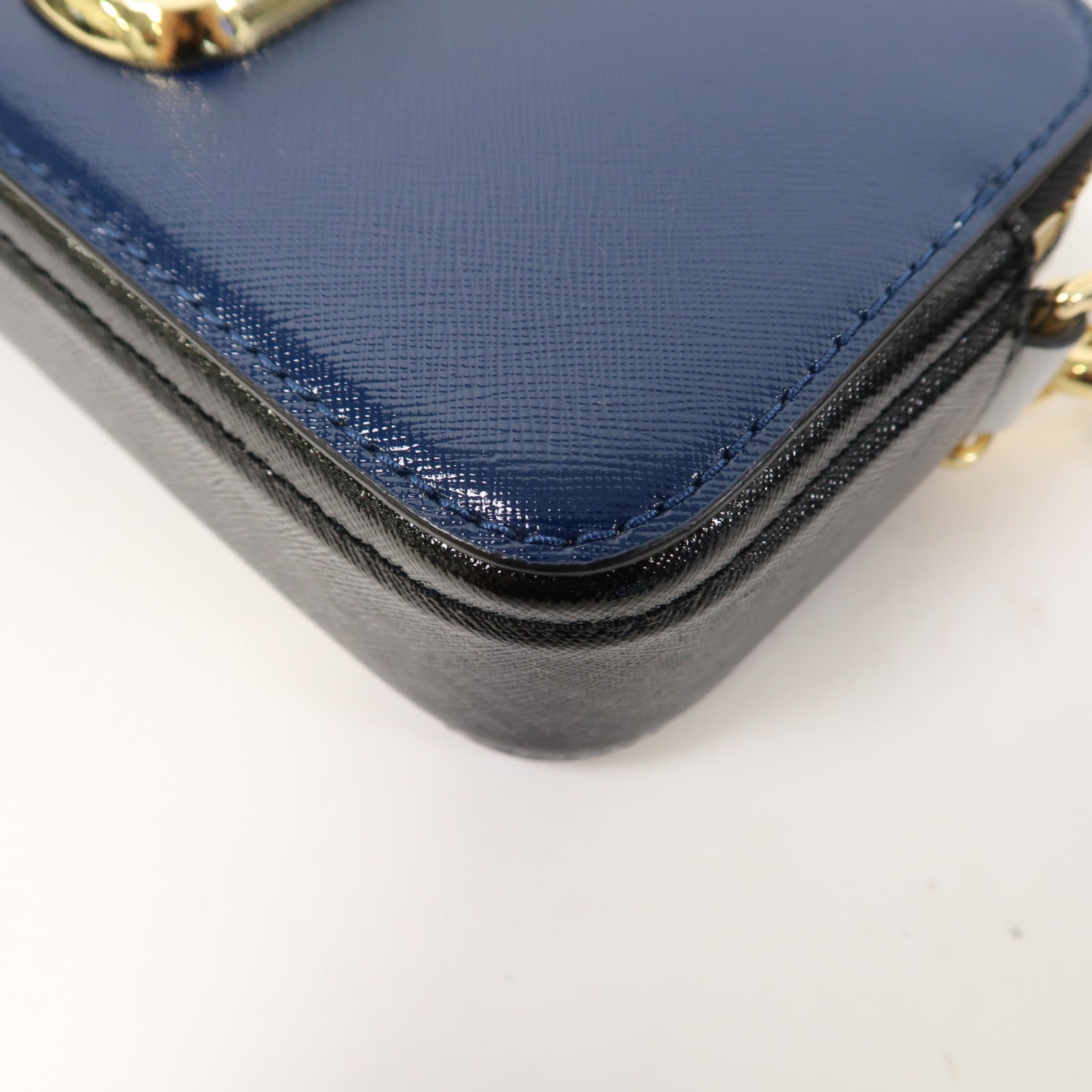 MARC JACOBS 牛皮皮革Shoulder Bag金扣肩背袋深藍色