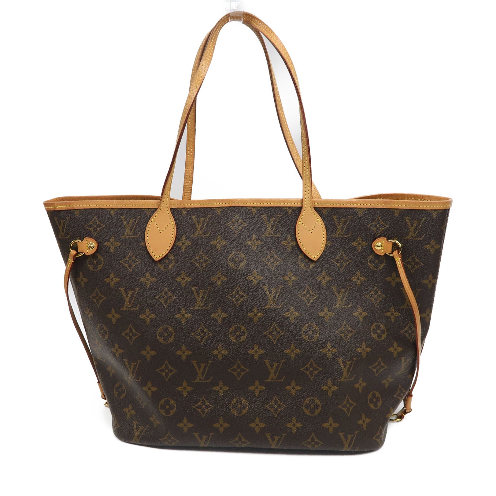 LOUIS VUITTON Monogram Neverfull MM金扣手挽袋啡色