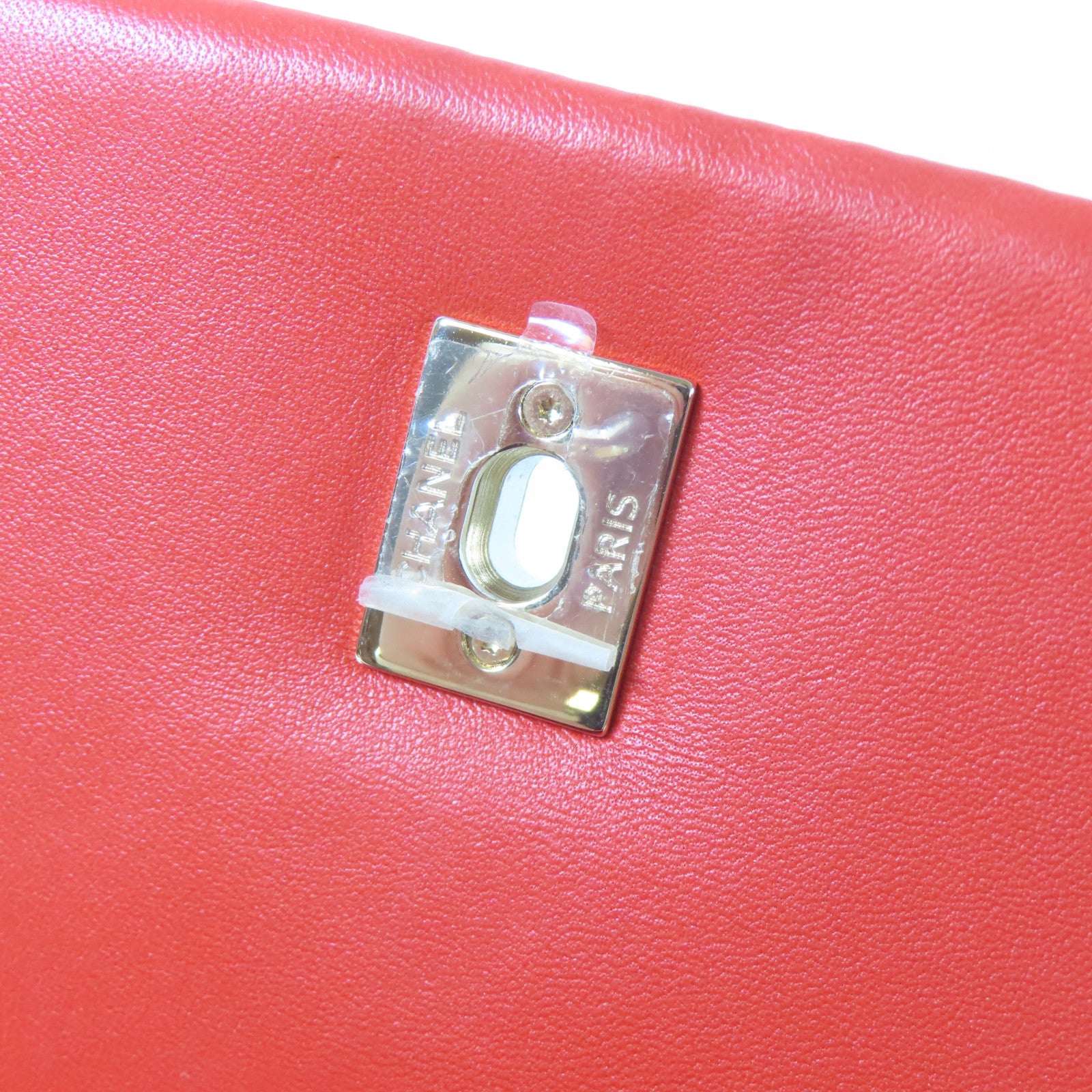 CHANEL 【激減優惠】菱格牛皮皮革Chain Shoulder金扣手挽肩背兩用袋紅色