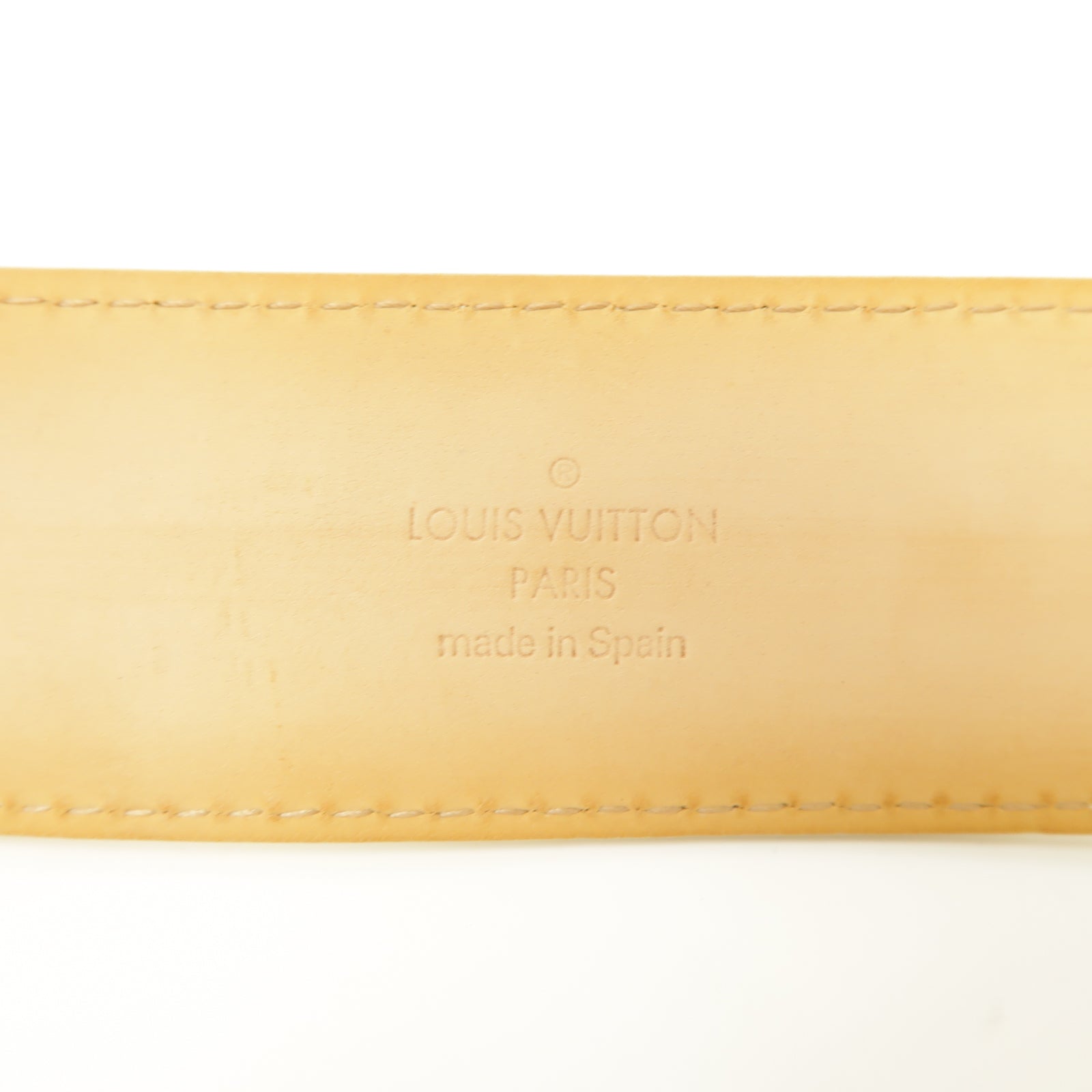 LOUIS VUITTON Damier Azur Belt金扣皮帶白色