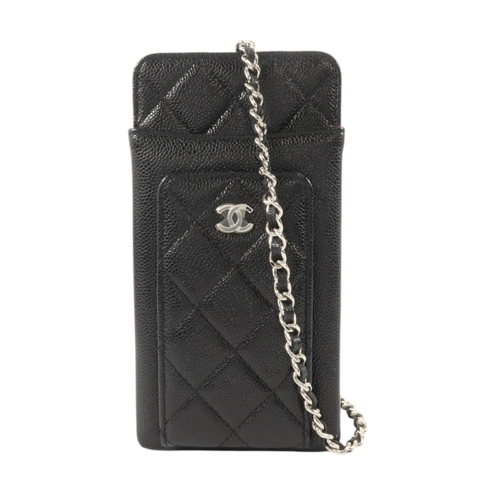 CHANEL 牛皮皮革Classic Phone Holder With Chain銀扣肩背袋