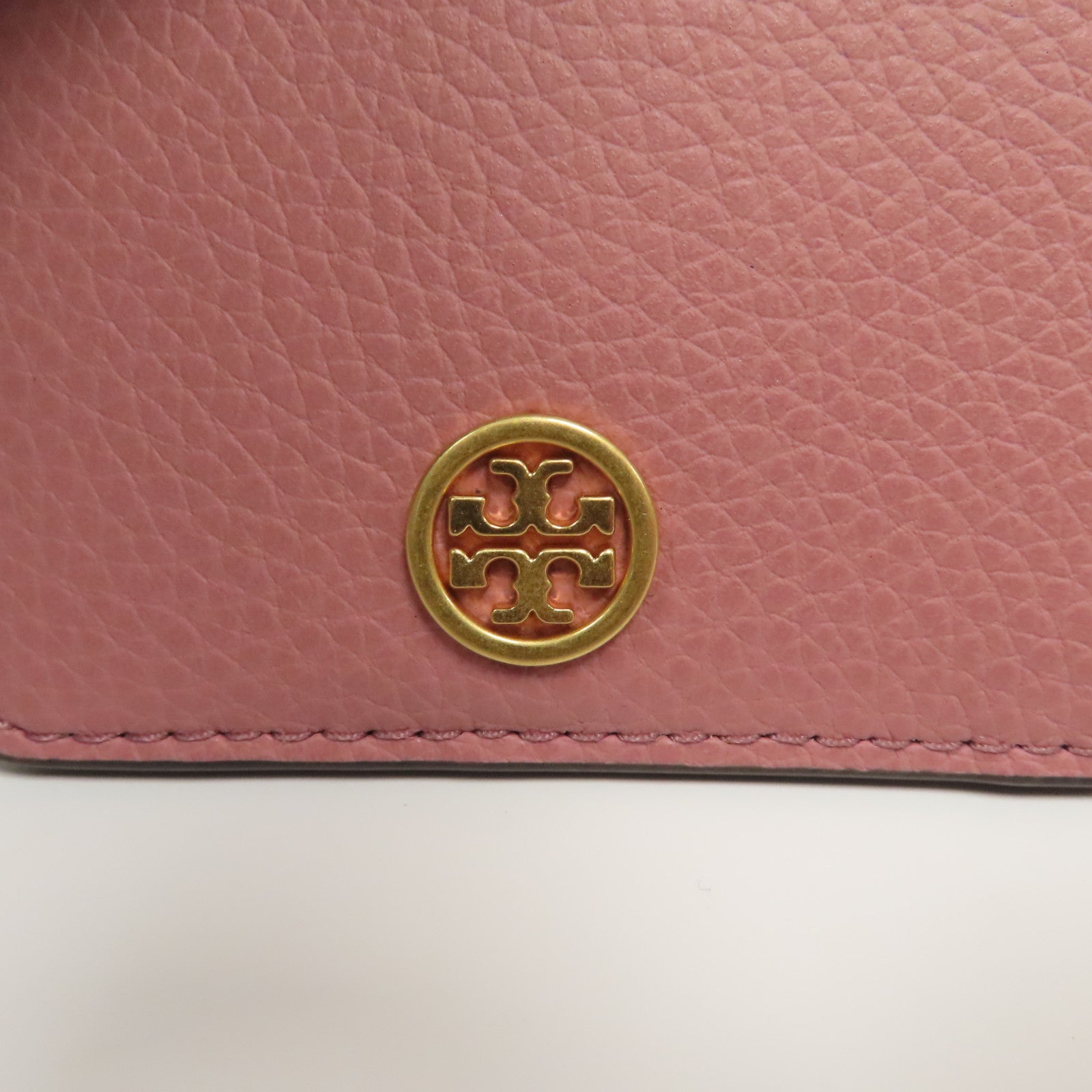 Tory Burch 牛皮皮革Card Case金扣卡片套粉紅色