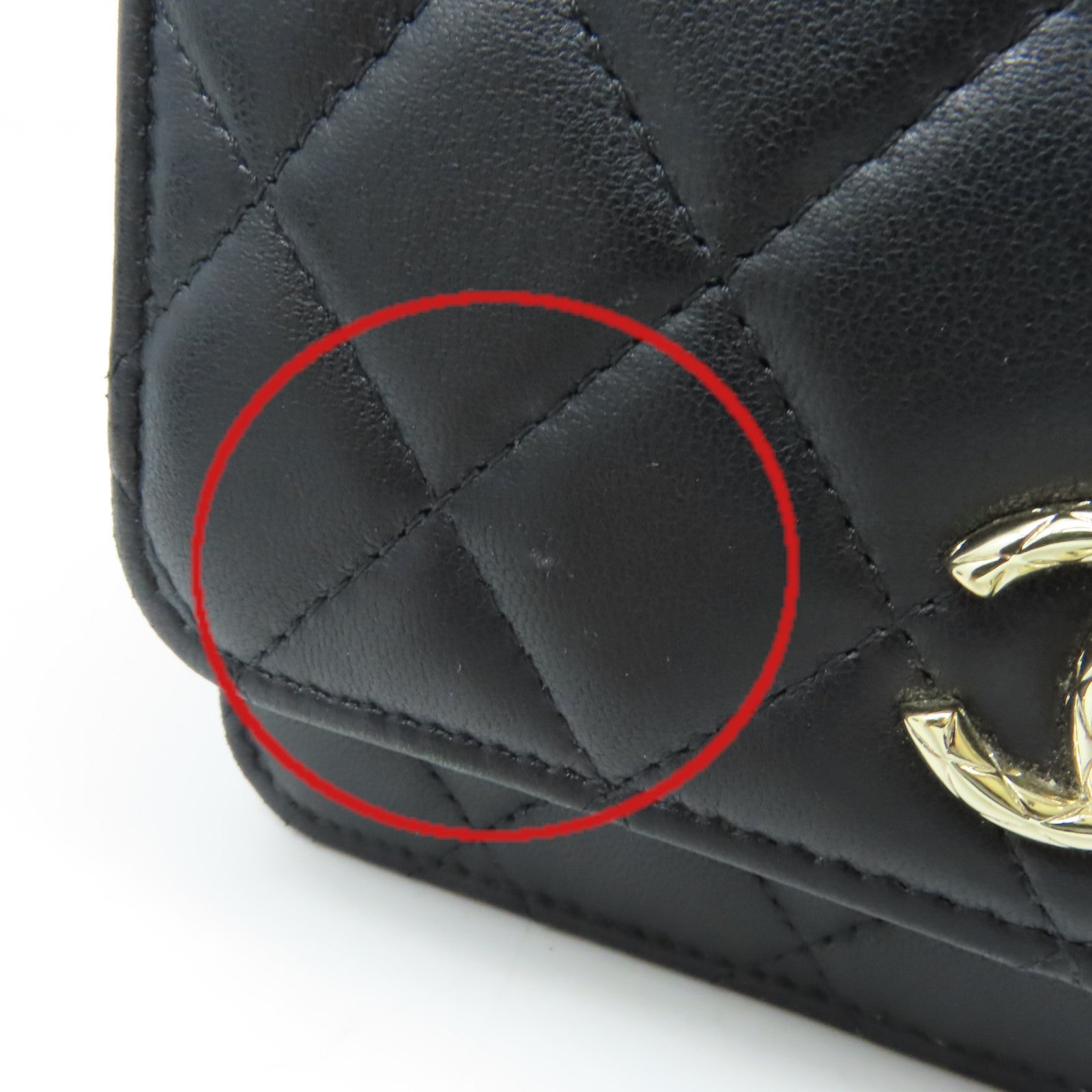 CHANEL 菱格羊皮皮革Trendy WOC Wallet On Chain金扣鏈帶肩背袋黑色