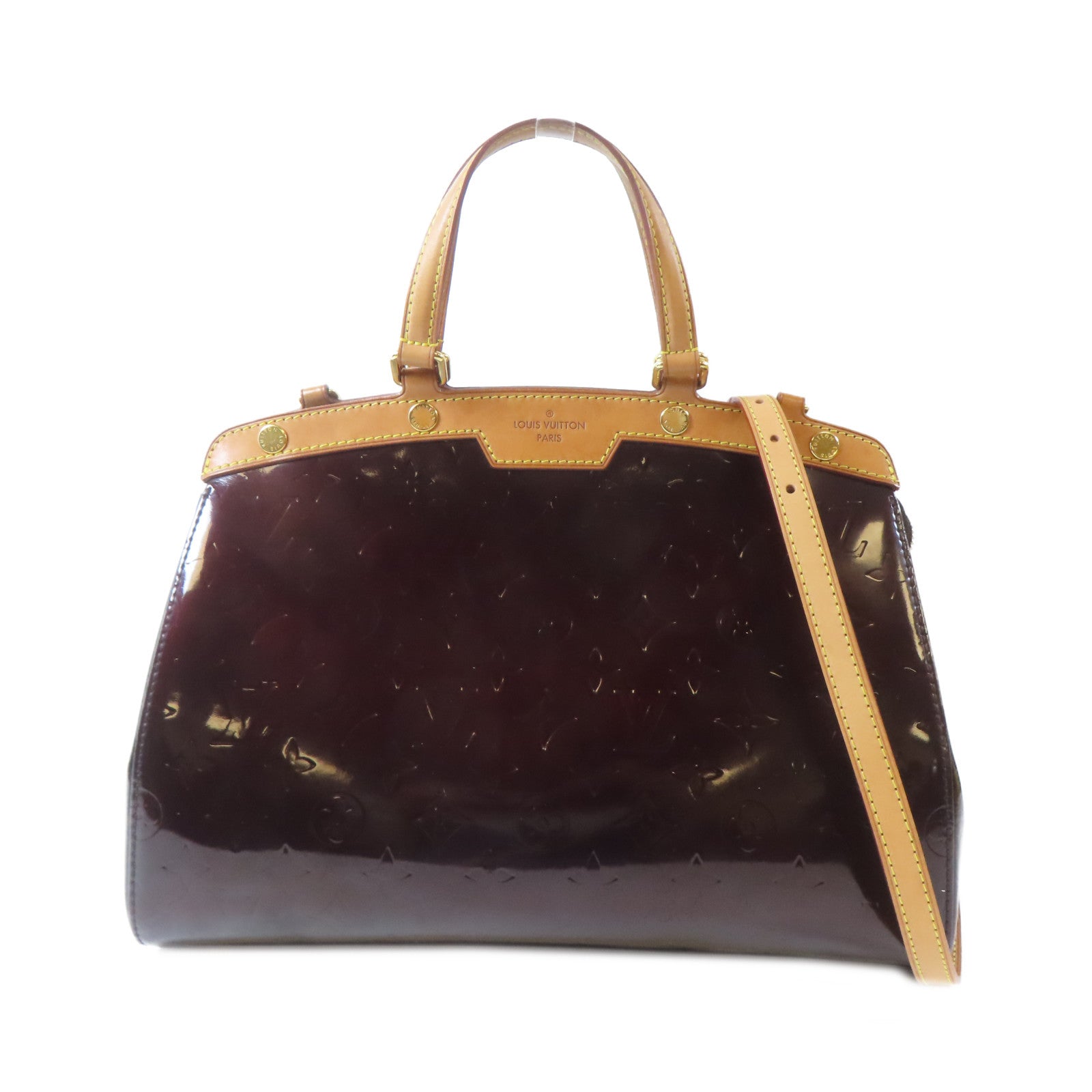 LOUIS VUITTON 【激減優惠】Monogram Vernis Brea MM金扣手挽肩背兩用袋酒紅色