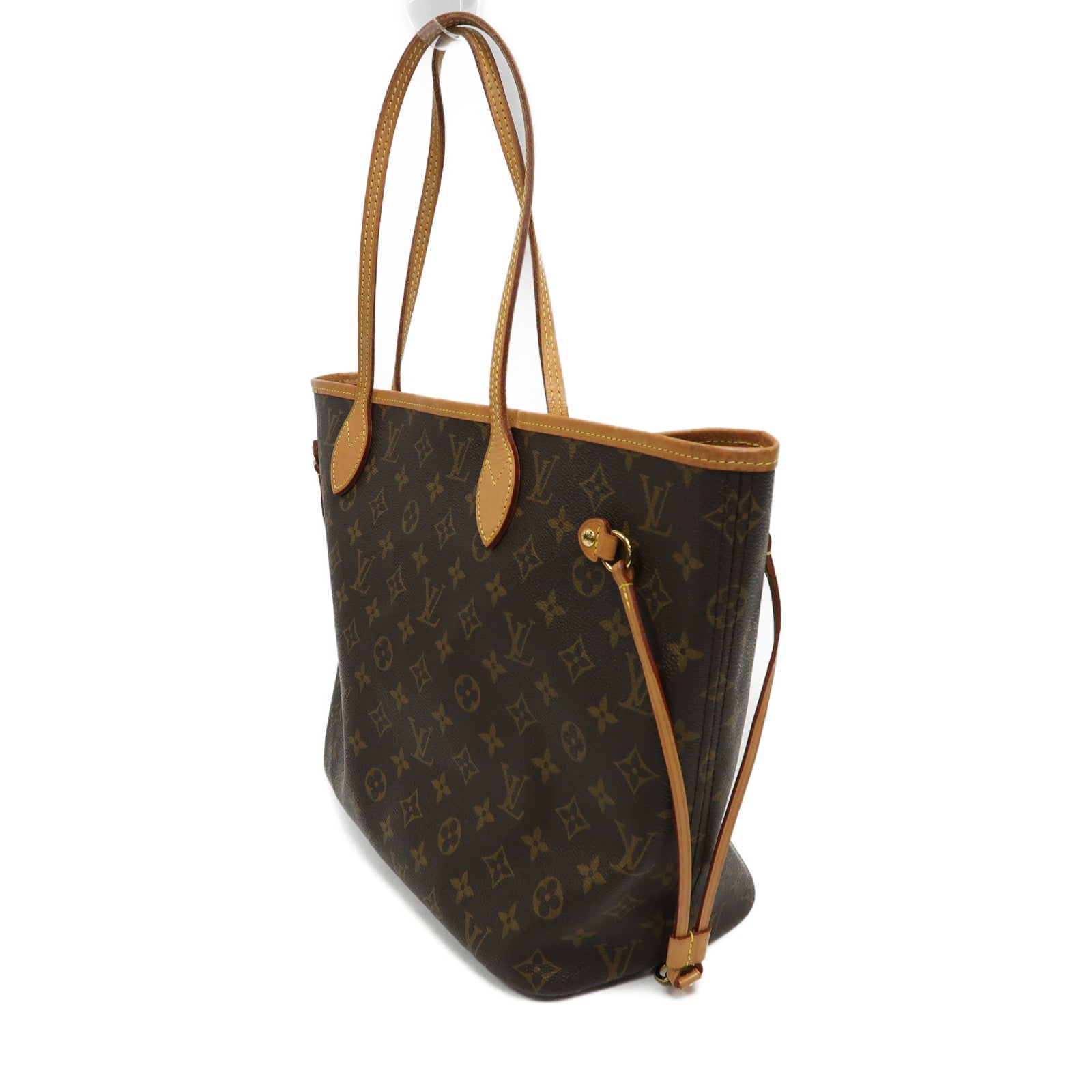 LOUIS VUITTON Monogram Neverfull MM金扣手挽袋啡色