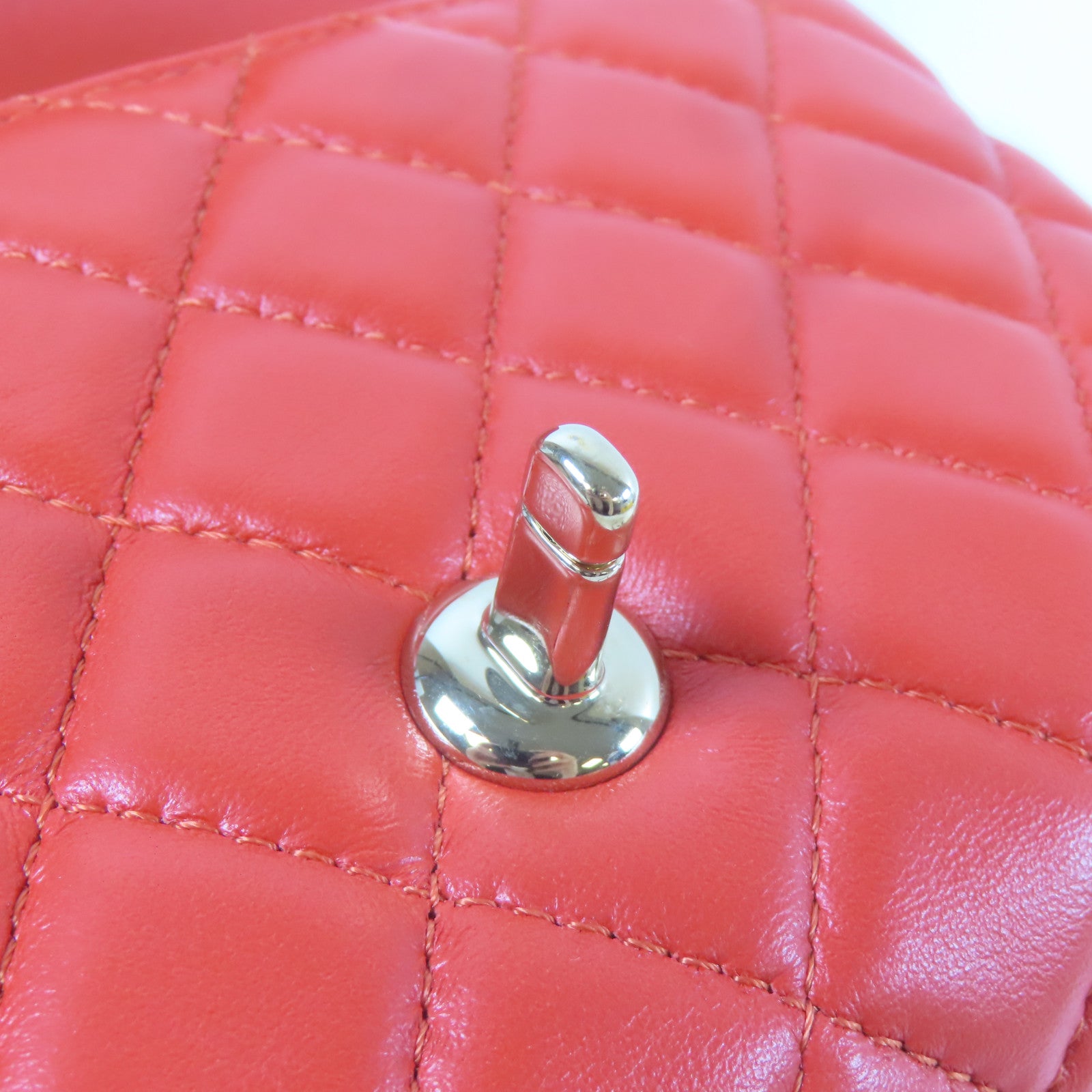 CHANEL 【激減優惠】菱格牛皮皮革Chain Shoulder金扣手挽肩背兩用袋紅色