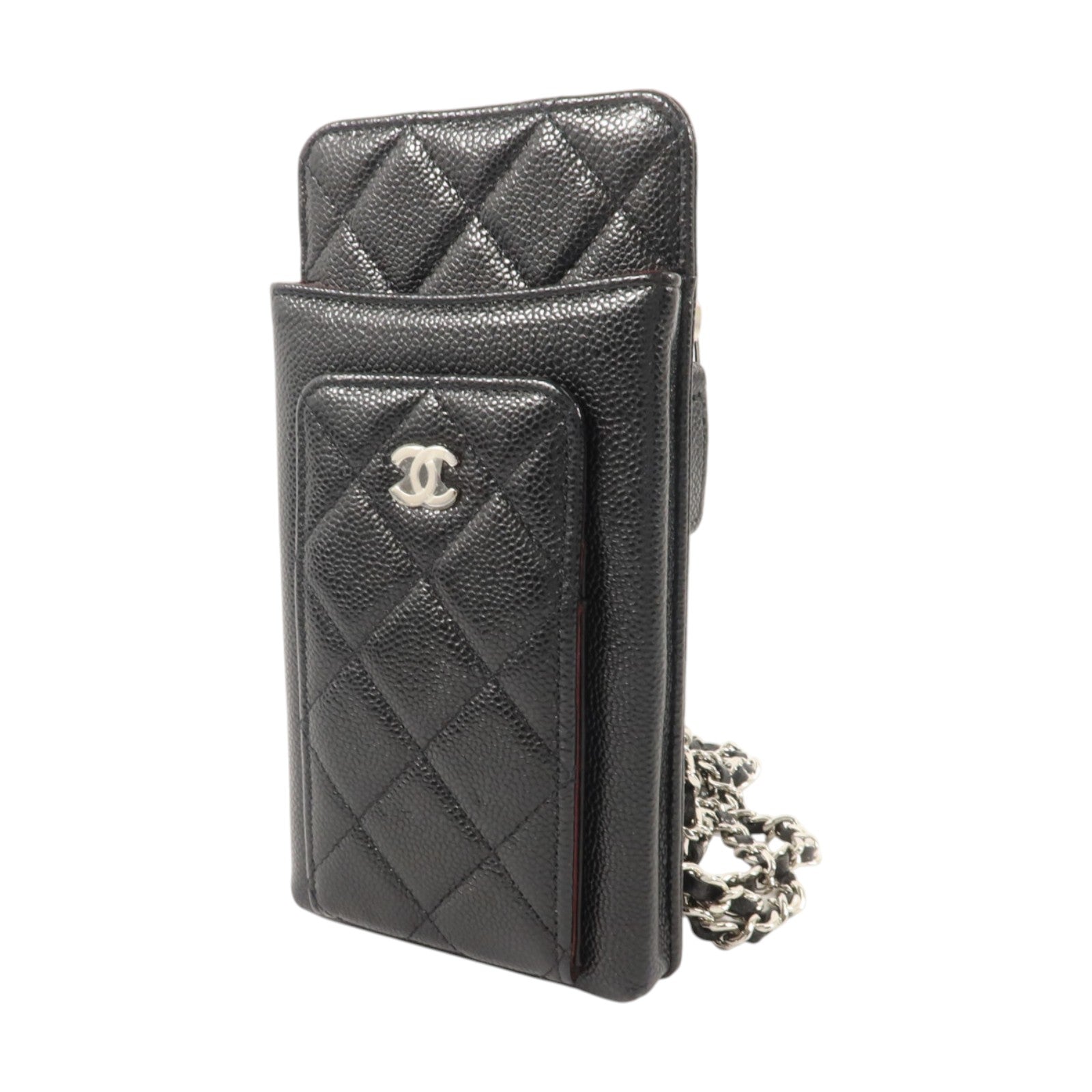 CHANEL 牛皮皮革Classic Phone Holder With Chain銀扣肩背袋