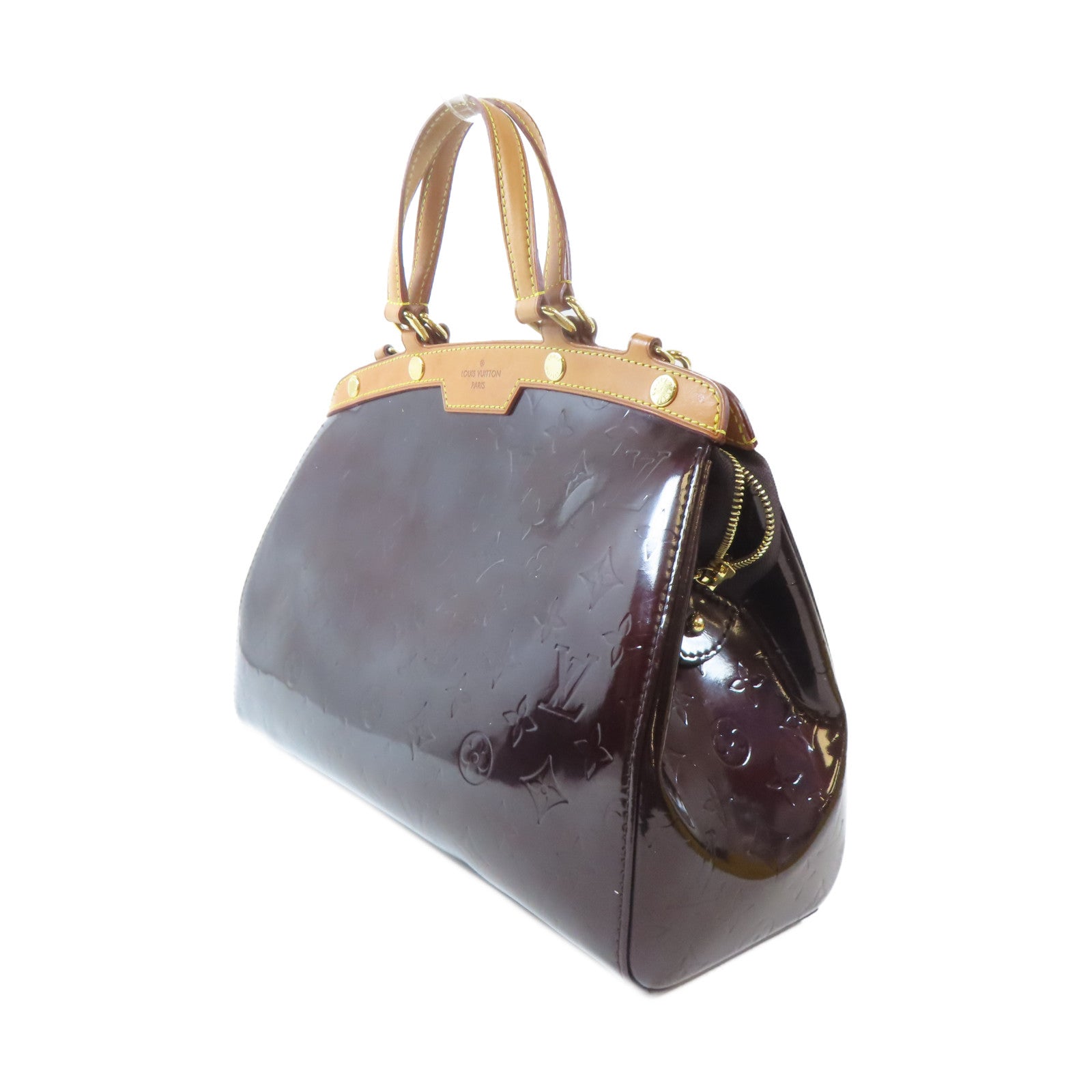 LOUIS VUITTON 【激減優惠】Monogram Vernis Brea MM金扣手挽肩背兩用袋酒紅色