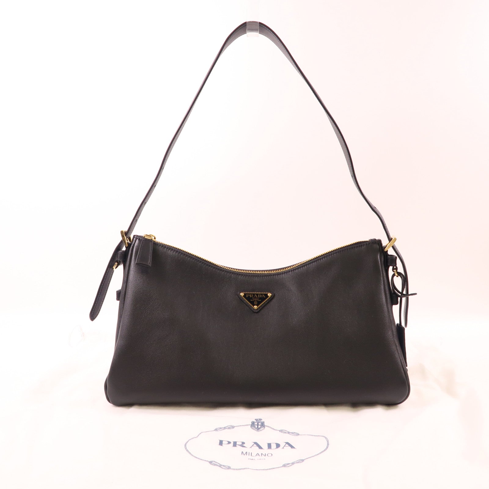 PRADA 皮革Aimee Shoulder Bag金扣手挽袋