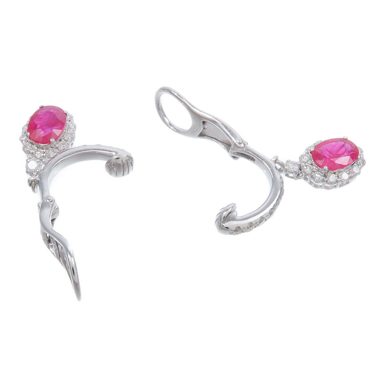 JEWELRY 18K白金Ruby Diamond Earrings紅寶石/鑽石耳環