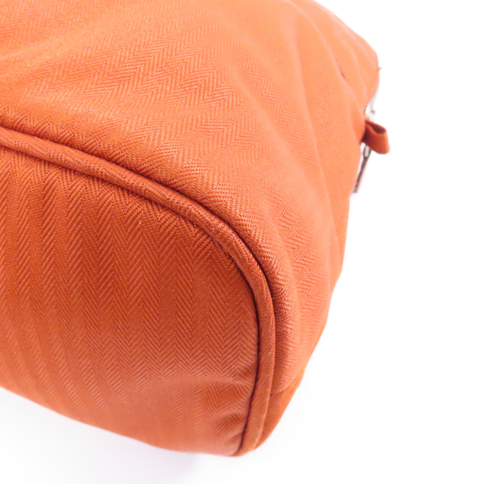 HERMES 帆布Bolide Pouch GM銀扣手拿包棕色