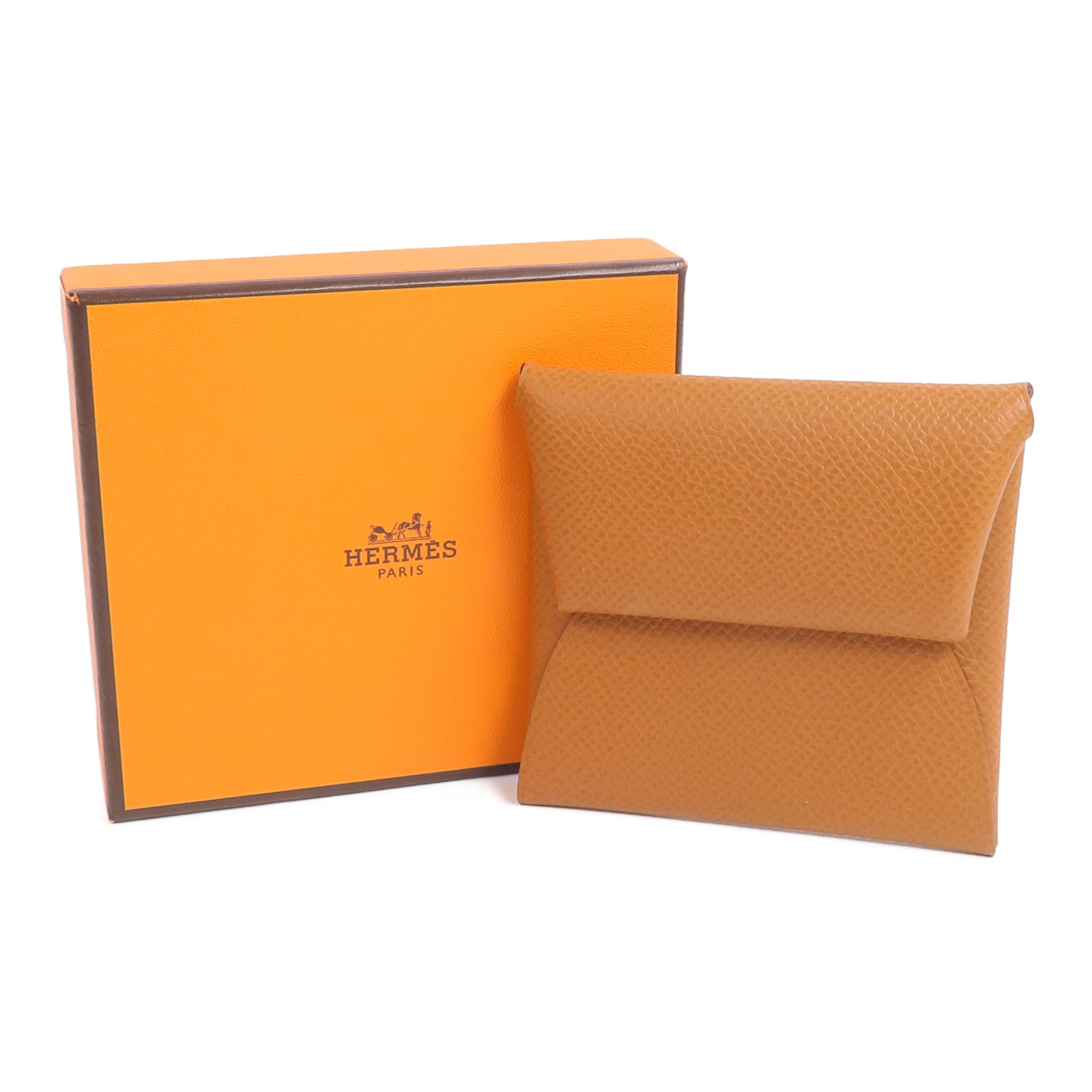 HERMES Epsom皮革Bastia零錢包Gold