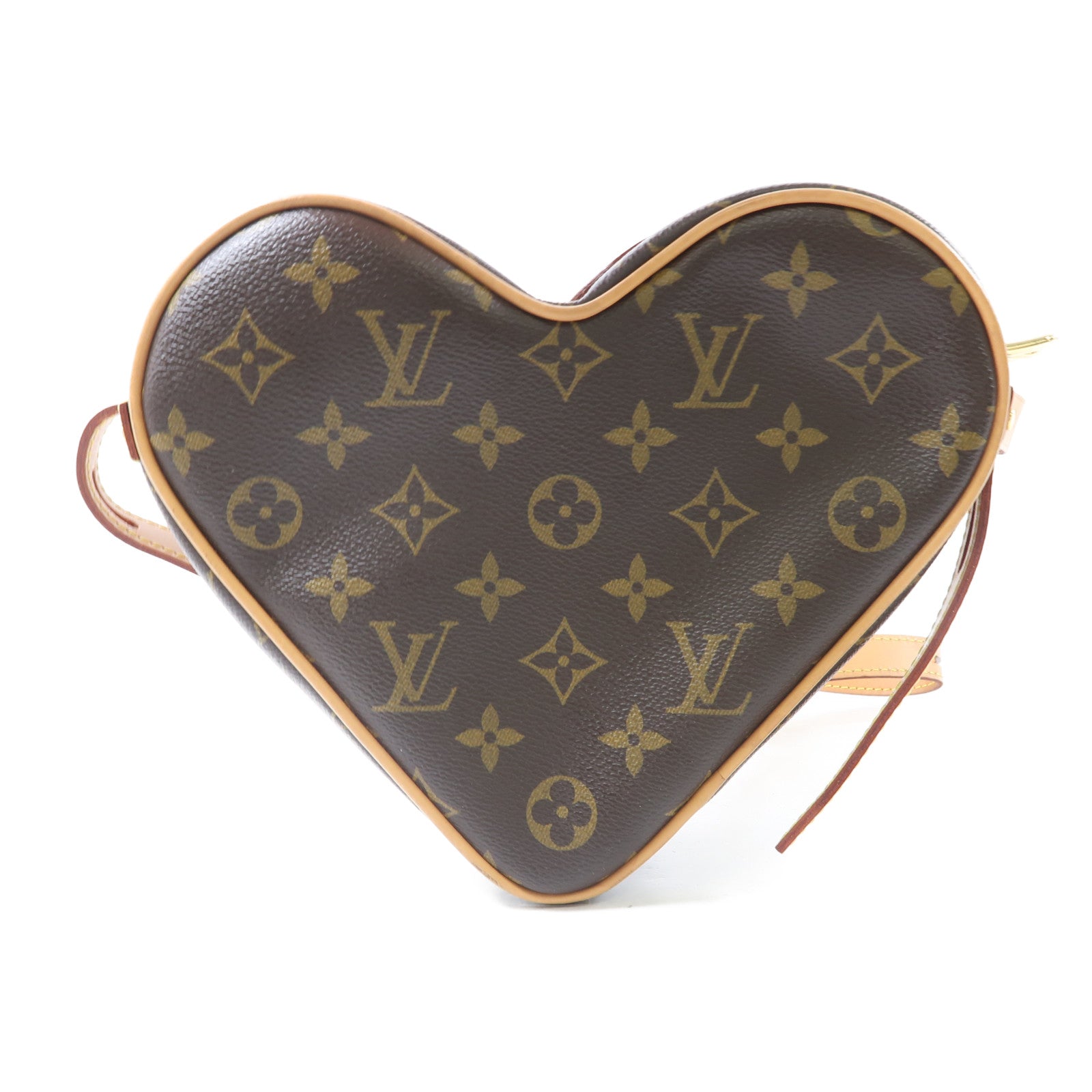 LOUIS VUITTON Monogram Game On Coeur金扣肩背袋棕色
