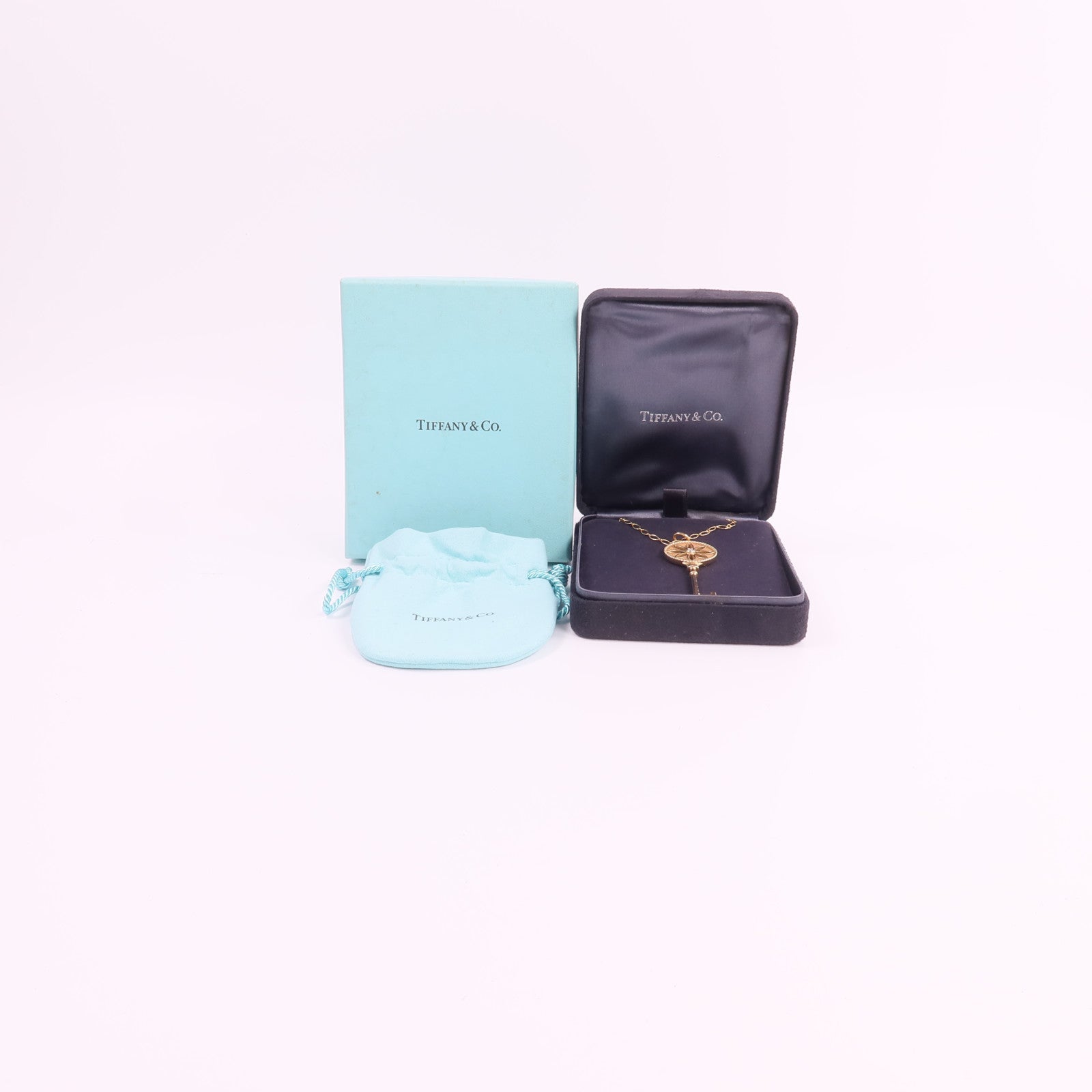 TIFFANY＆CO 18K玫瑰金Star Key Necklace鑽石項鍊