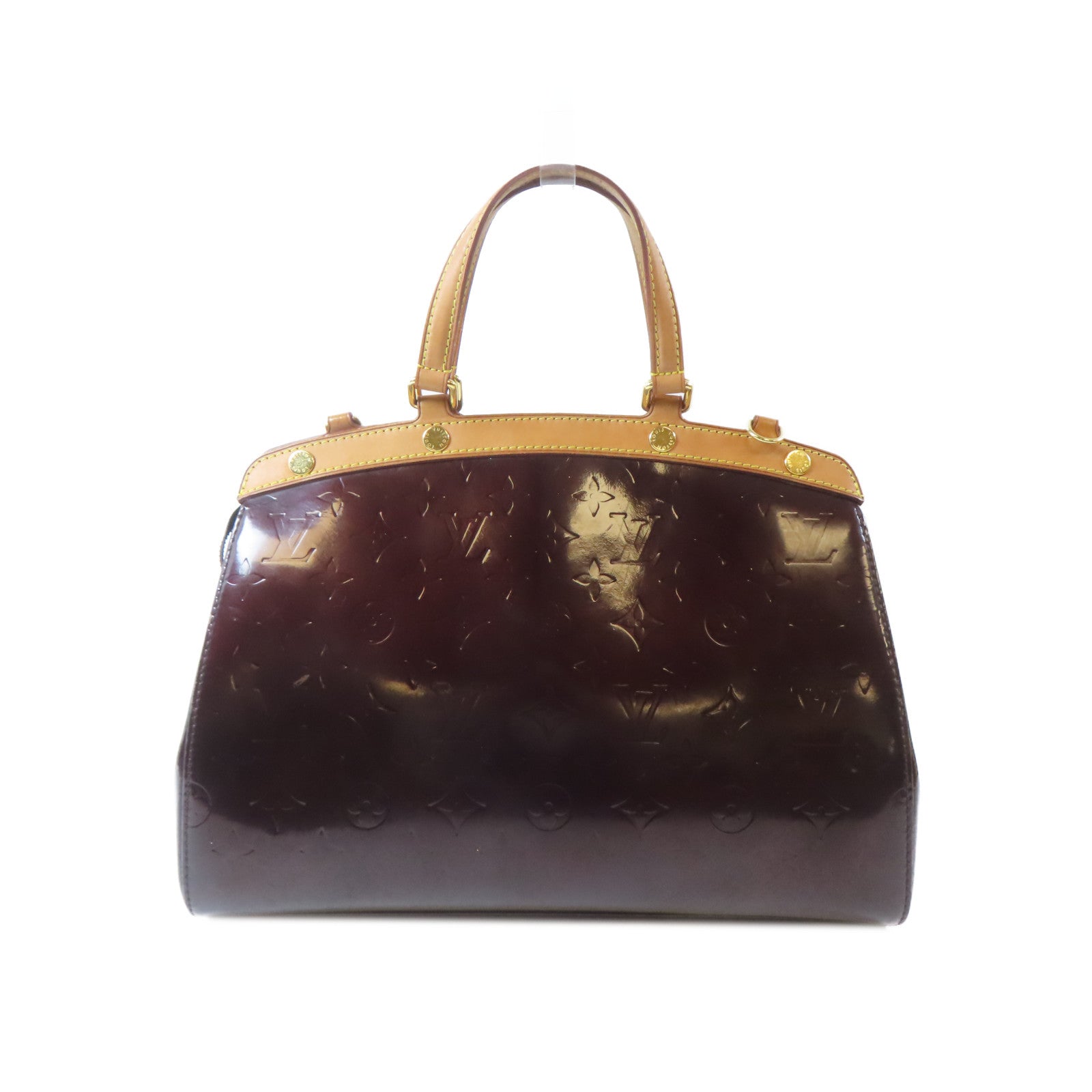 LOUIS VUITTON 【激減優惠】Monogram Vernis Brea MM金扣手挽肩背兩用袋酒紅色