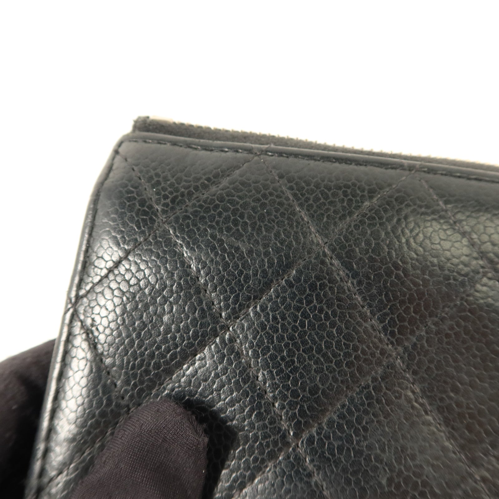 CHANEL 牛皮皮革Long Wallet銀扣長錢包