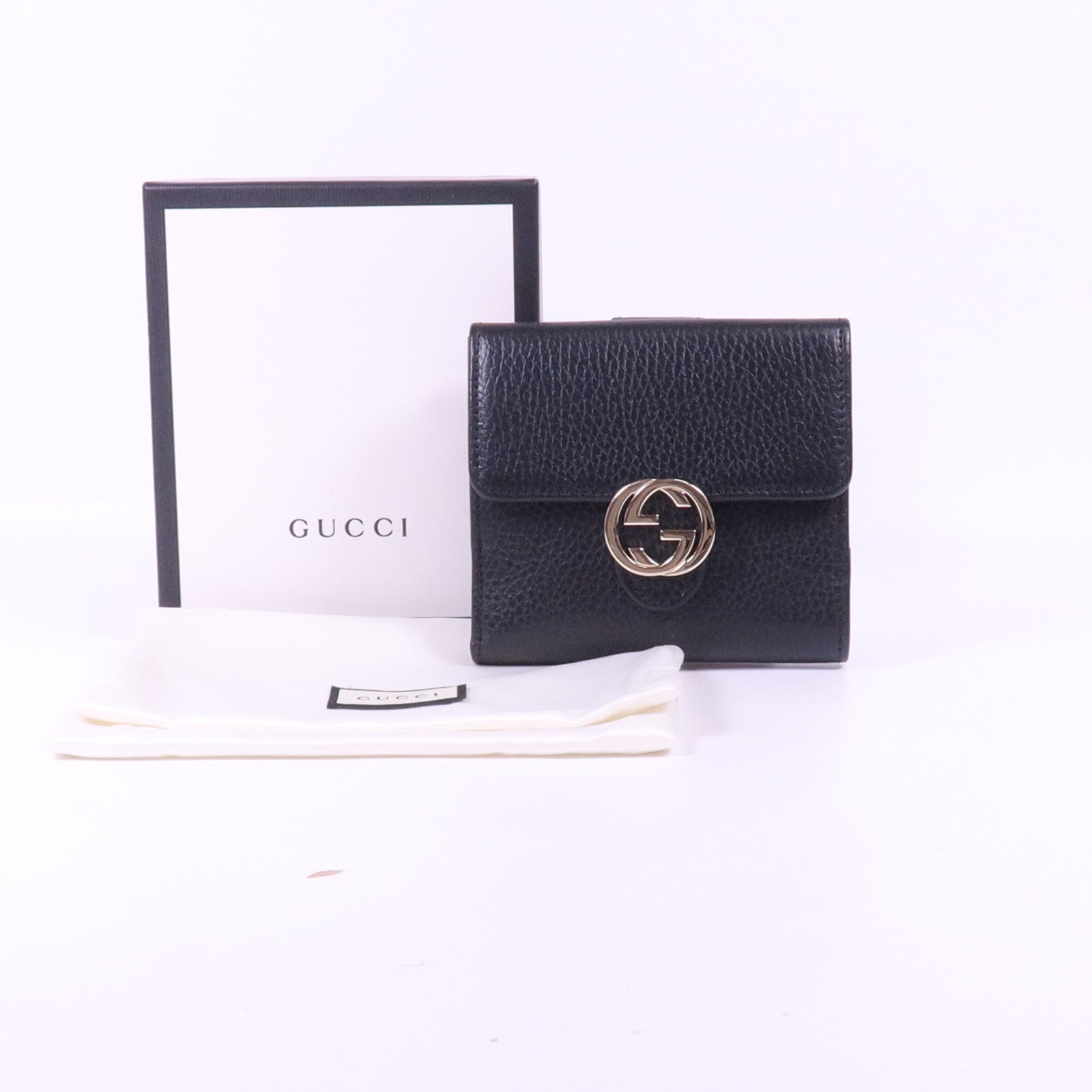 GUCCI 牛皮皮革Wallet銀扣錢包