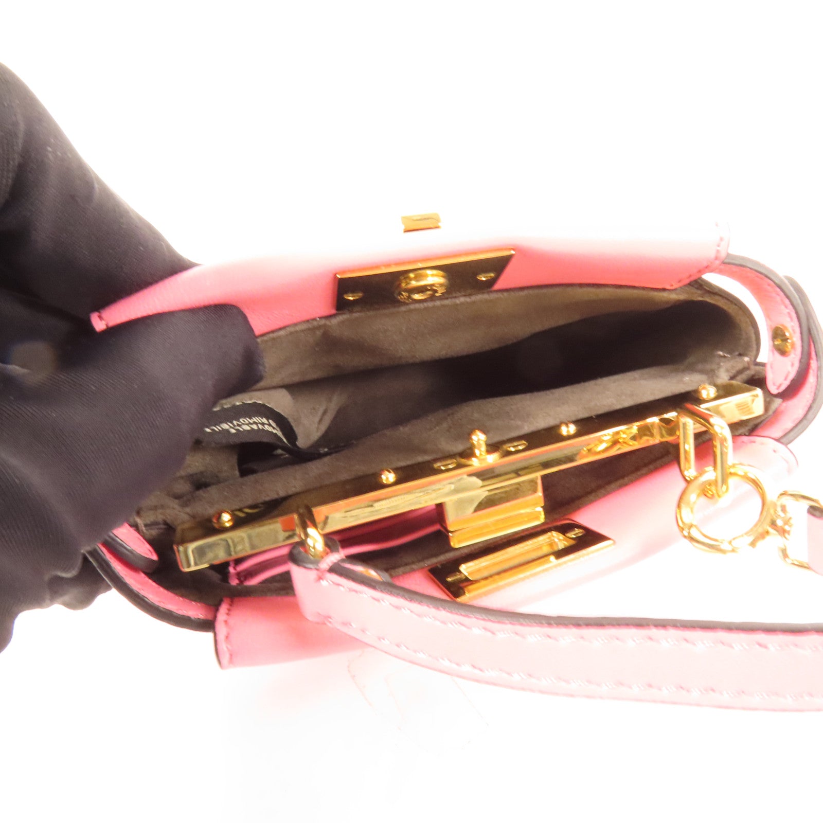 FENDI 牛皮皮革Micro Peekaboo金扣肩背袋