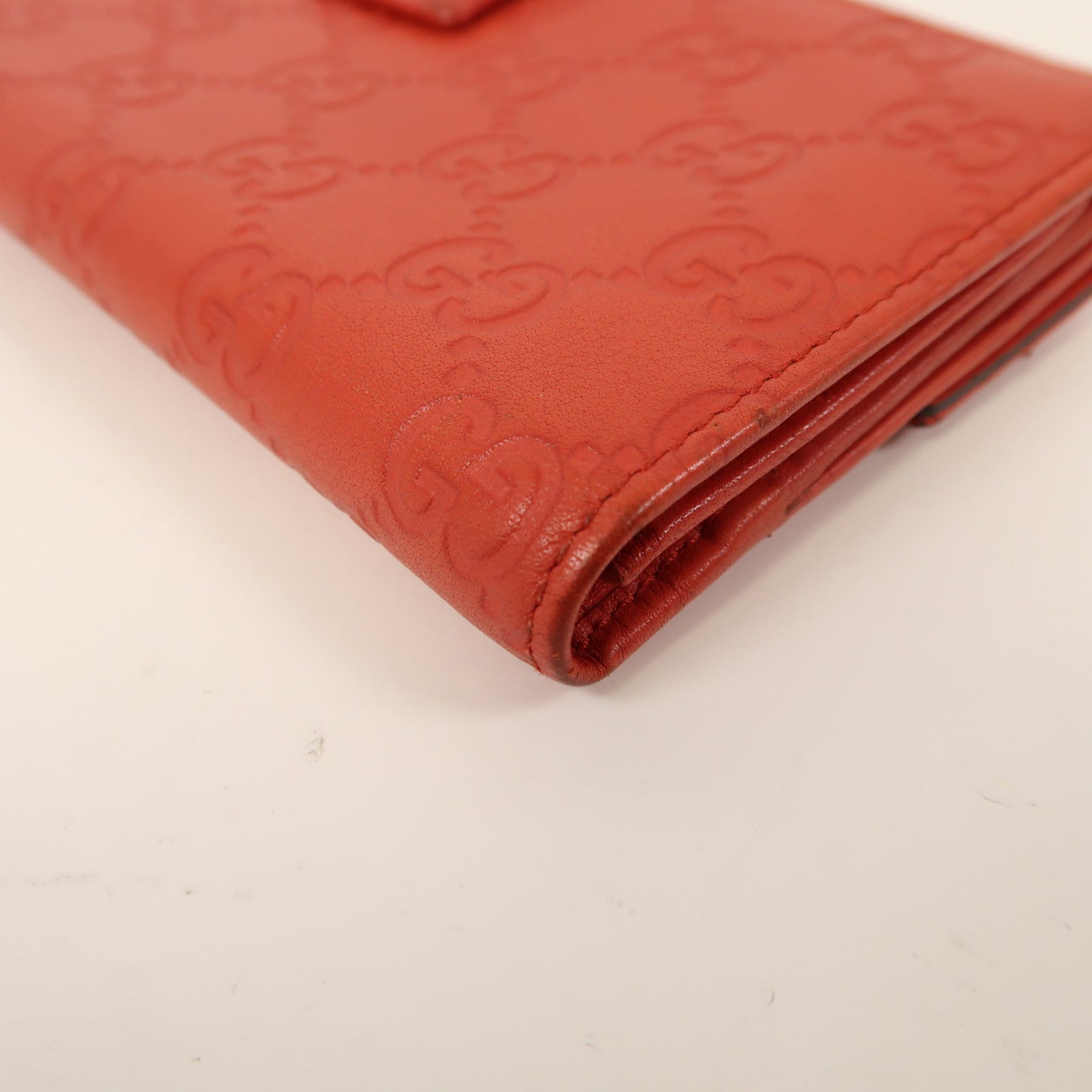 GUCCI 牛皮皮革Long Wallet銀扣長錢包紅色