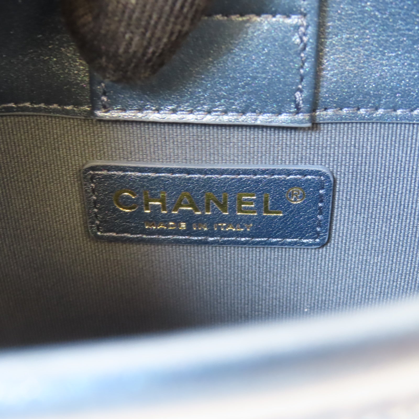 CHANEL 牛仔布料Hobo Bag金扣手挽肩背兩用袋藍色