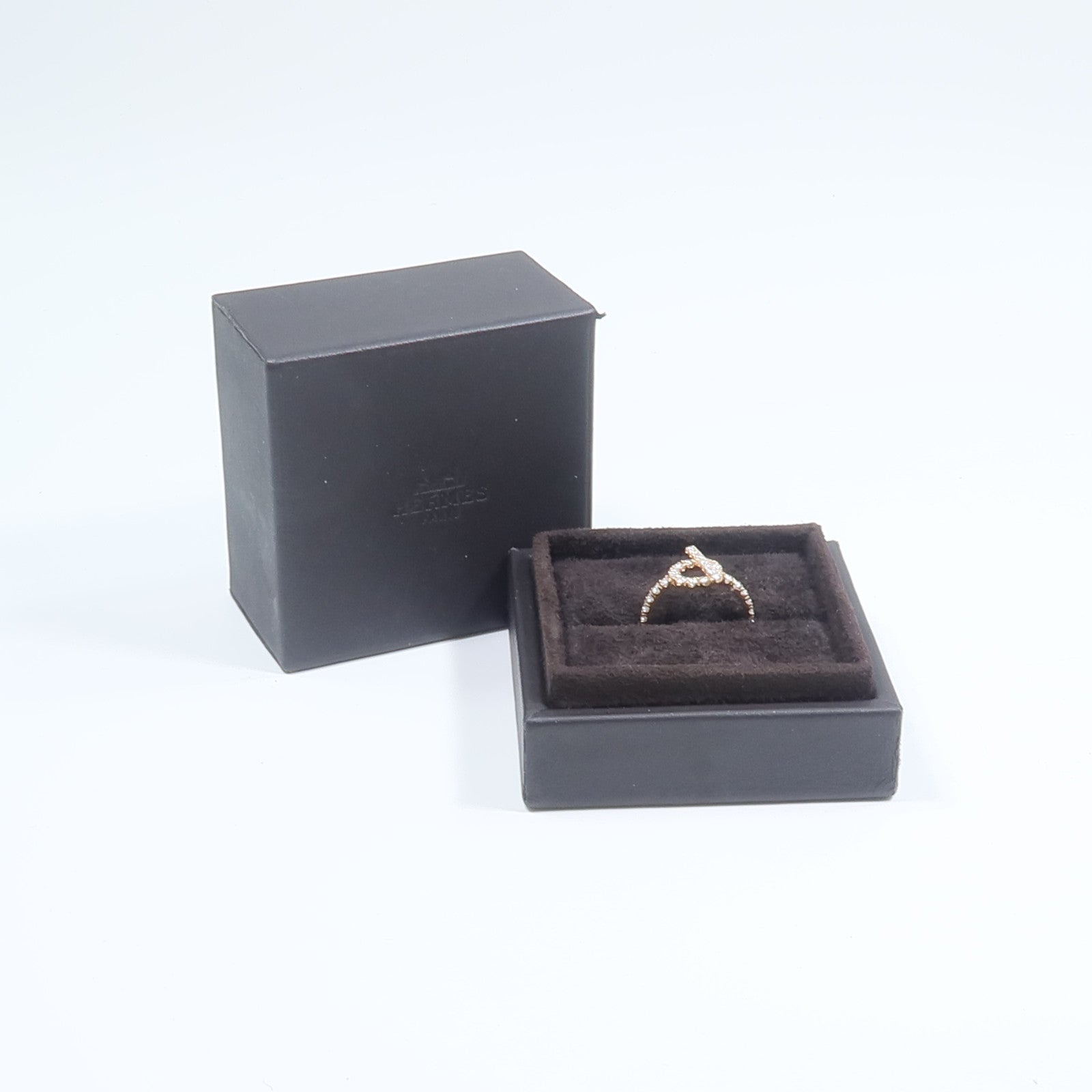 HERMES 18K玫瑰金Finesse Ring鑽石戒指