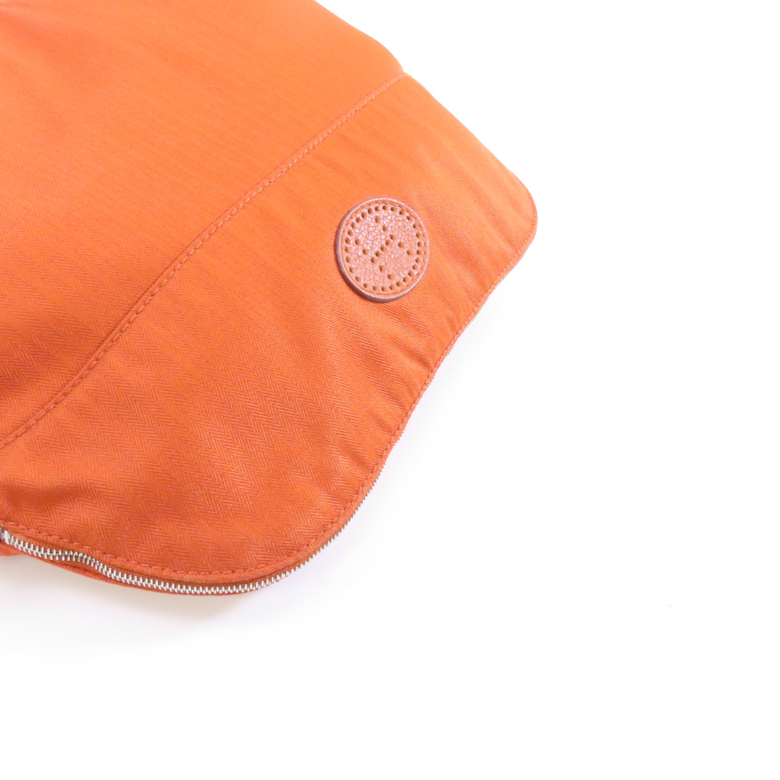 HERMES 帆布Bolide Pouch GM銀扣手拿包棕色