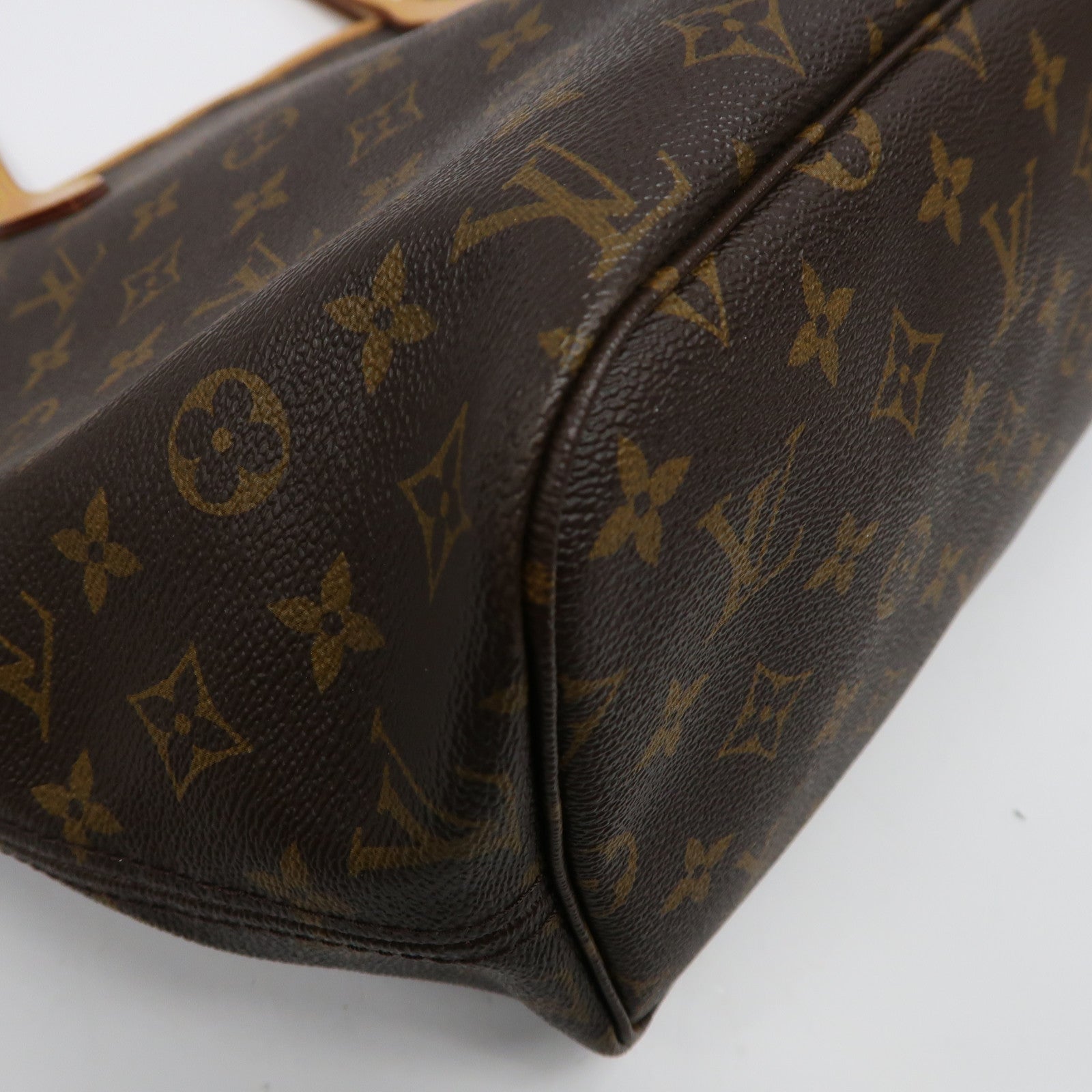 LOUIS VUITTON Monogram Neverfull MM金扣手挽袋啡色