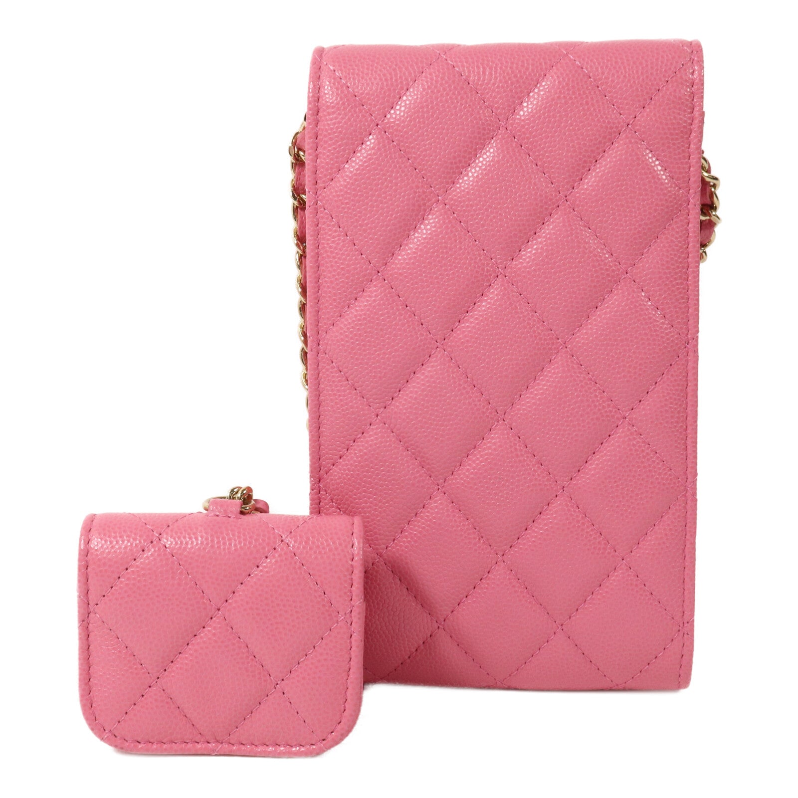 CHANEL 牛皮皮革Phone Case With Airpods Chain鏈帶肩背袋