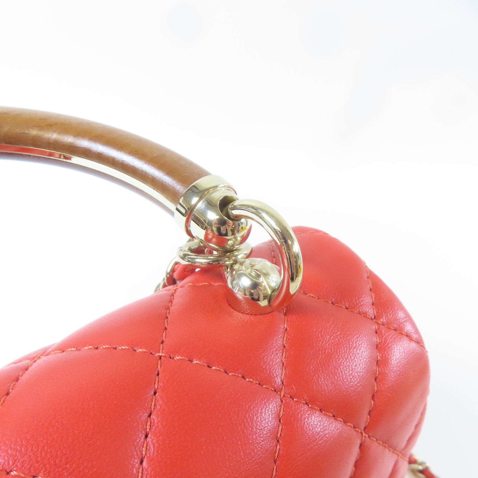 CHANEL 【激減優惠】菱格牛皮皮革Chain Shoulder金扣手挽肩背兩用袋紅色