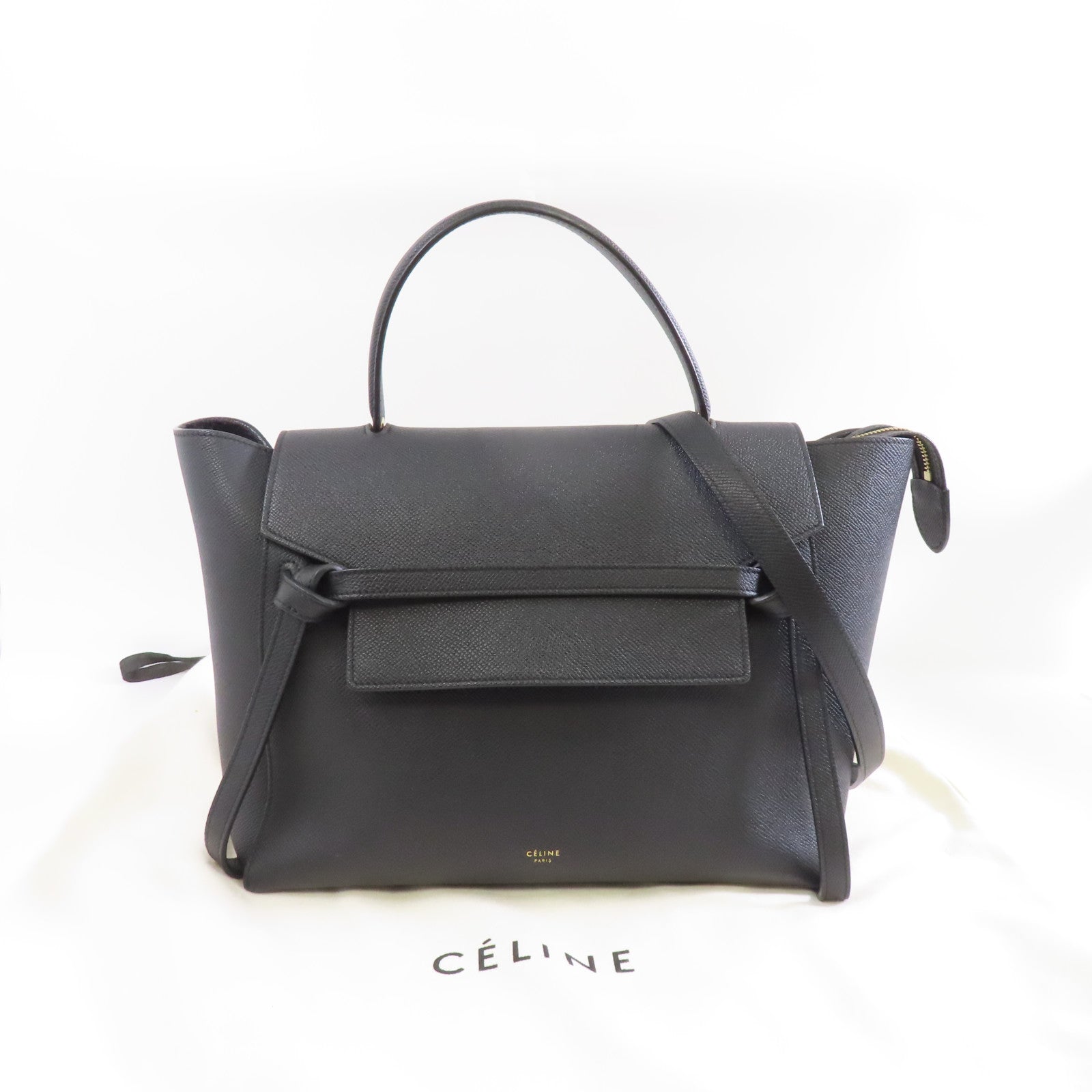 CELINE 牛皮皮革Belt Bag Mini金扣手挽肩背兩用袋黑色