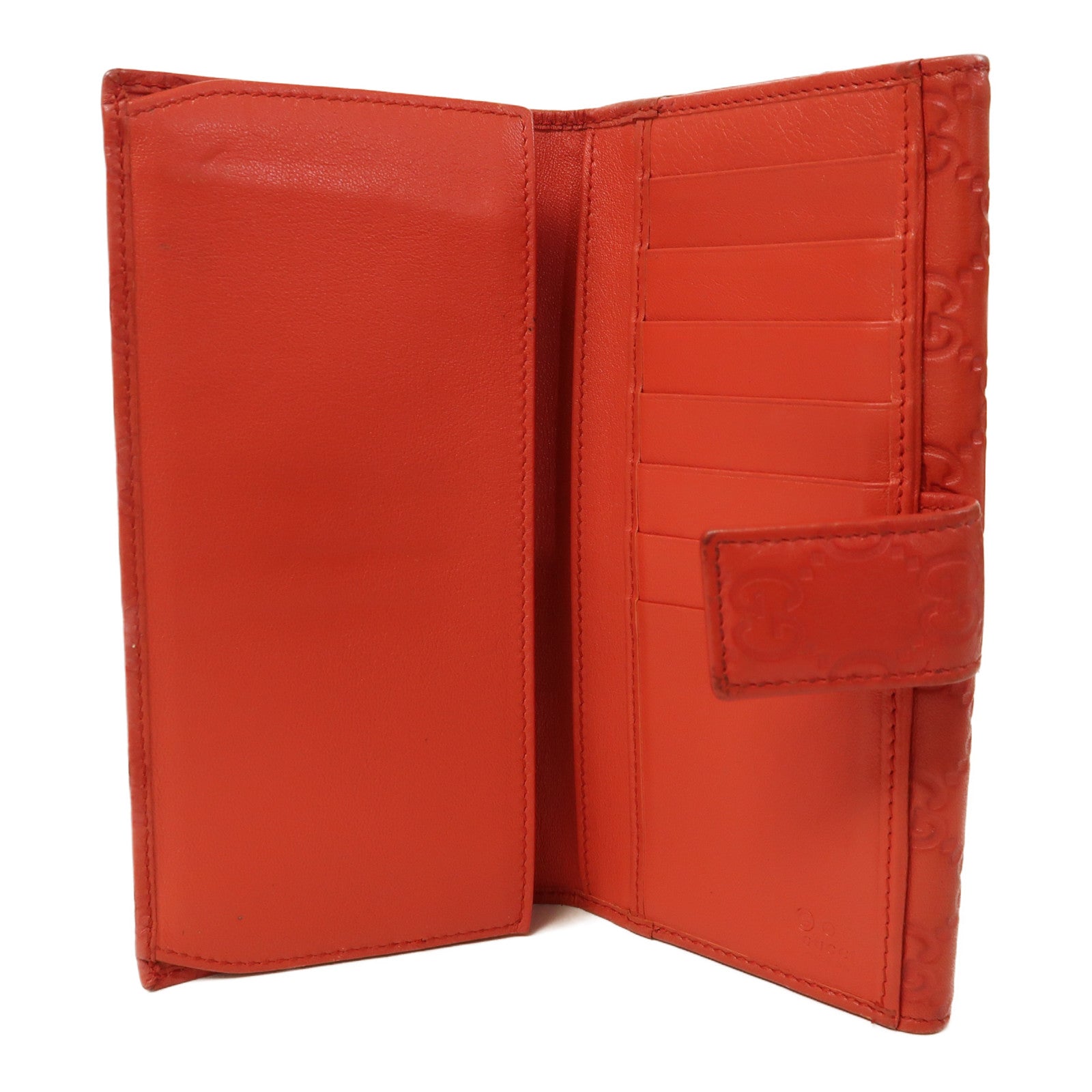 GUCCI 牛皮皮革Long Wallet銀扣長錢包紅色