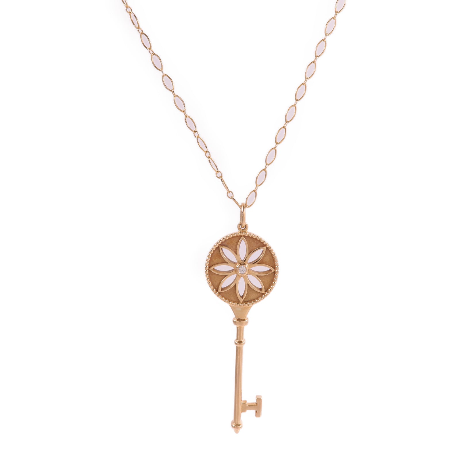 TIFFANY＆CO 18K玫瑰金Star Key Necklace鑽石項鍊