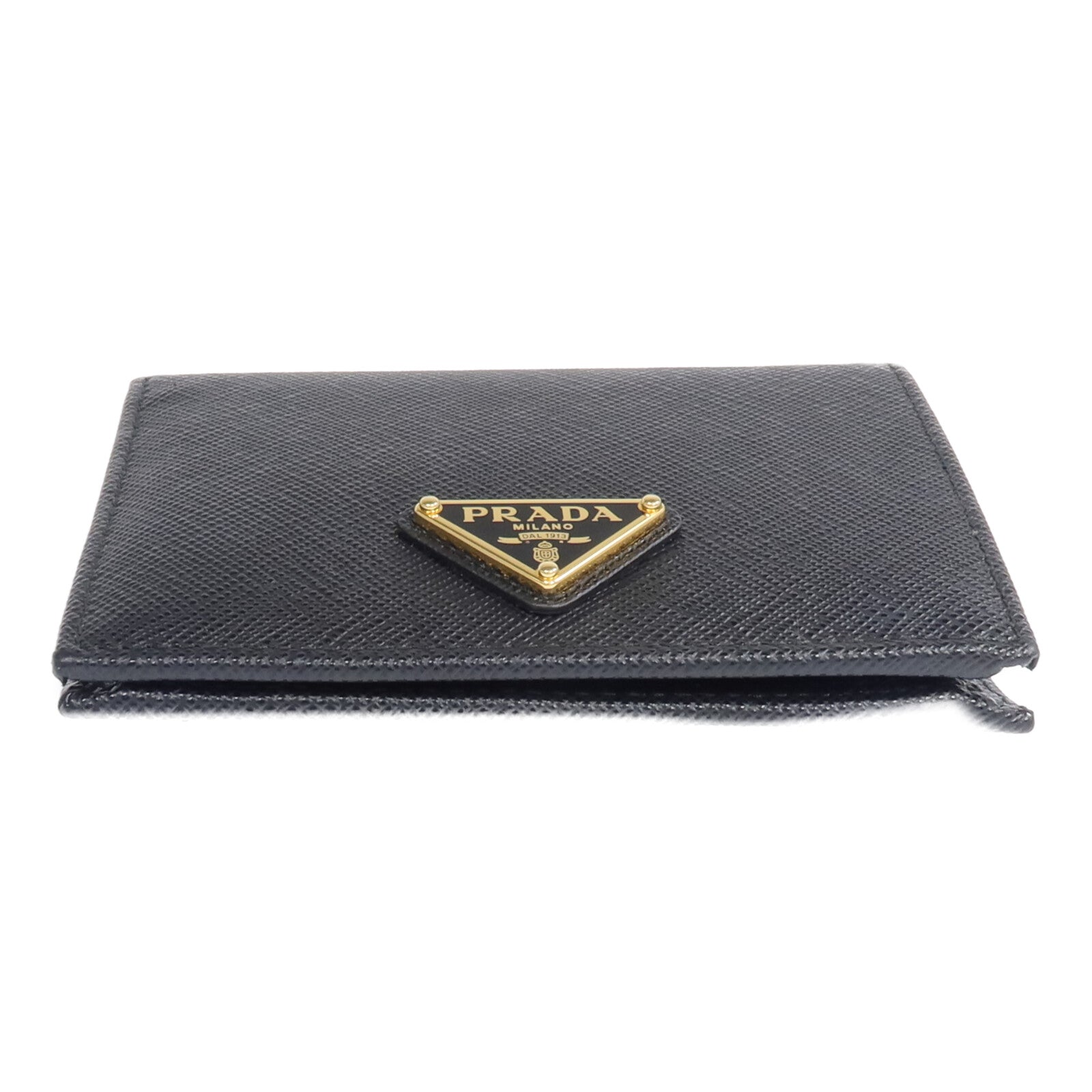 PRADA Saffiano皮革Fold Wallet金扣錢包