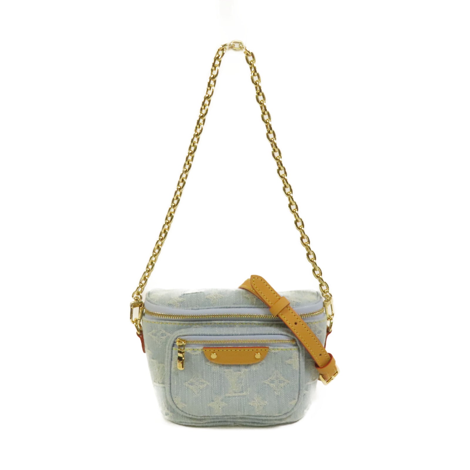 LOUIS VUITTON Monogram Denim Mini Bumbag金扣手挽肩背兩用袋