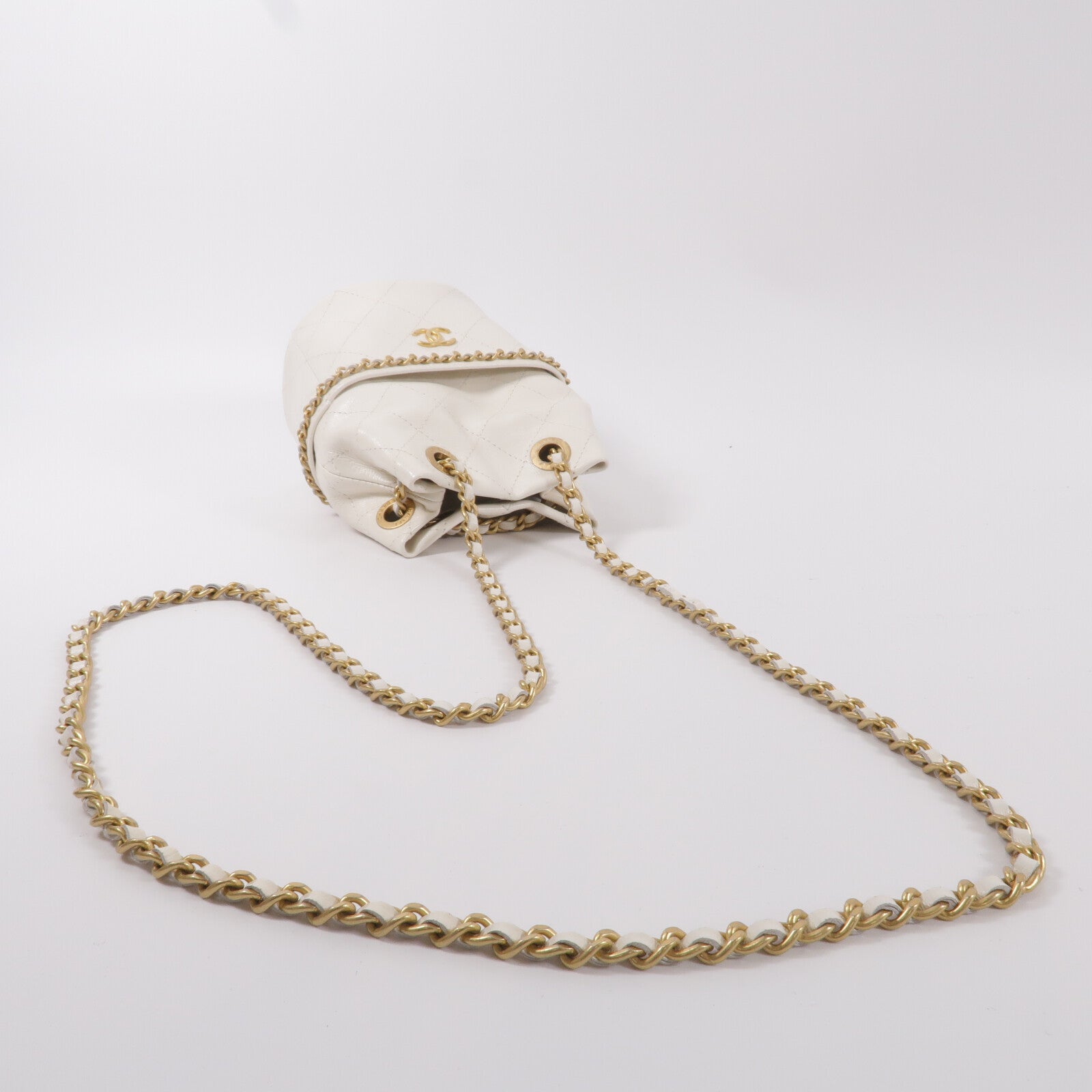 CHANEL 羊皮皮革Mini Bucket Bag鏈帶肩背袋