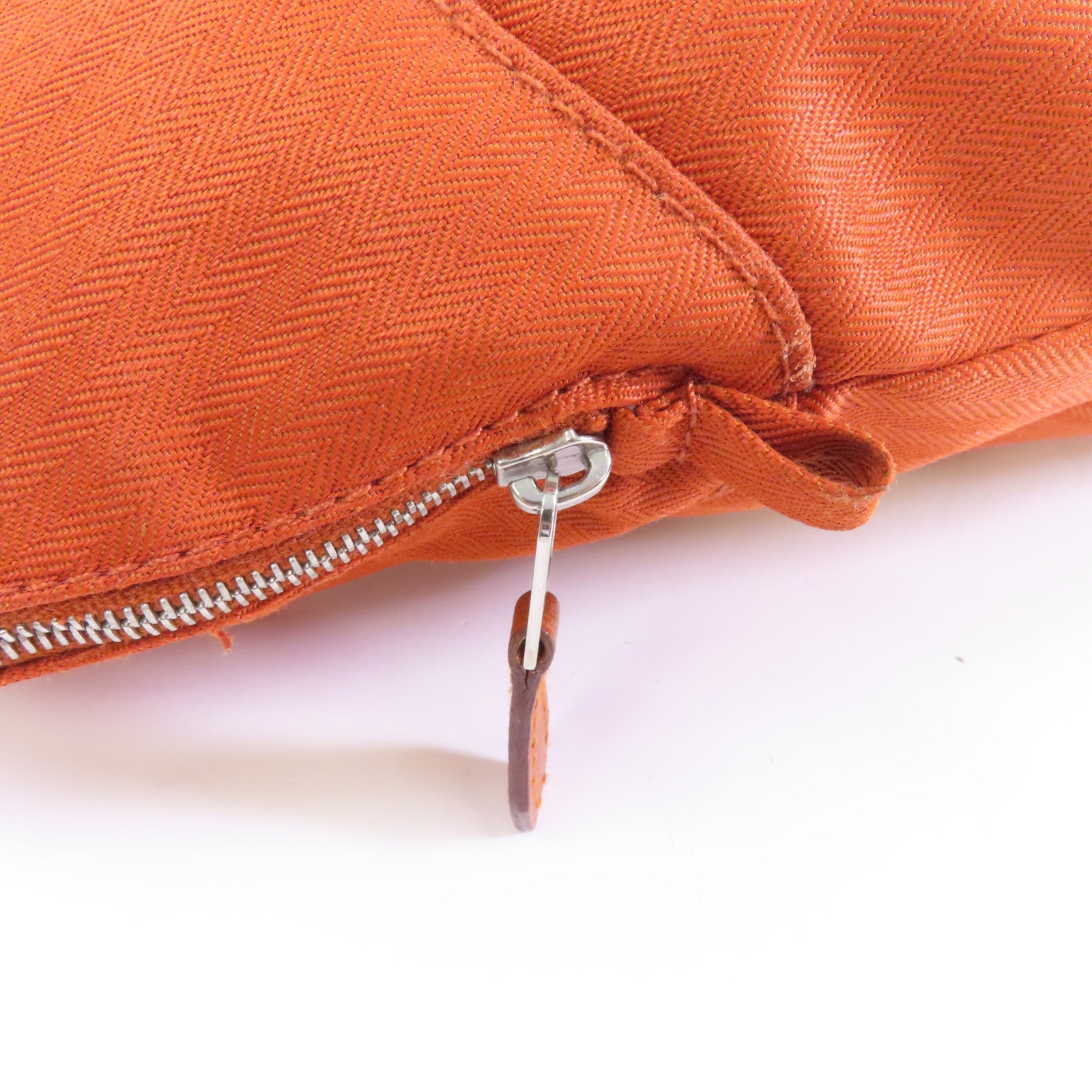 HERMES 帆布Bolide Pouch GM銀扣手拿包棕色