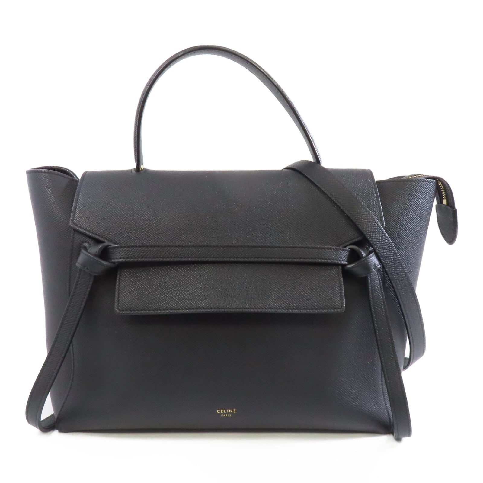 CELINE 牛皮皮革Belt Bag Mini金扣手挽肩背兩用袋黑色