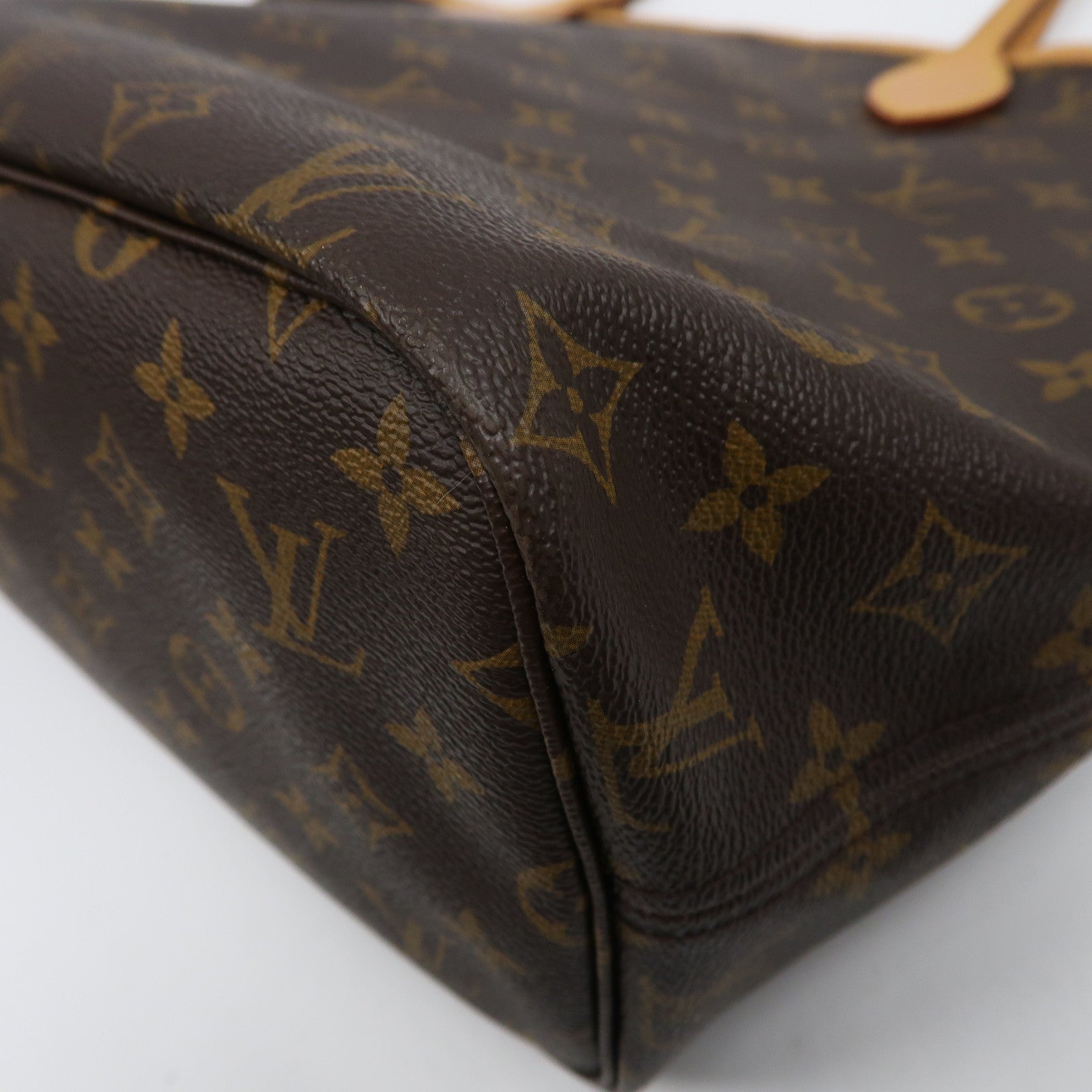 LOUIS VUITTON Monogram Neverfull MM金扣手挽袋啡色