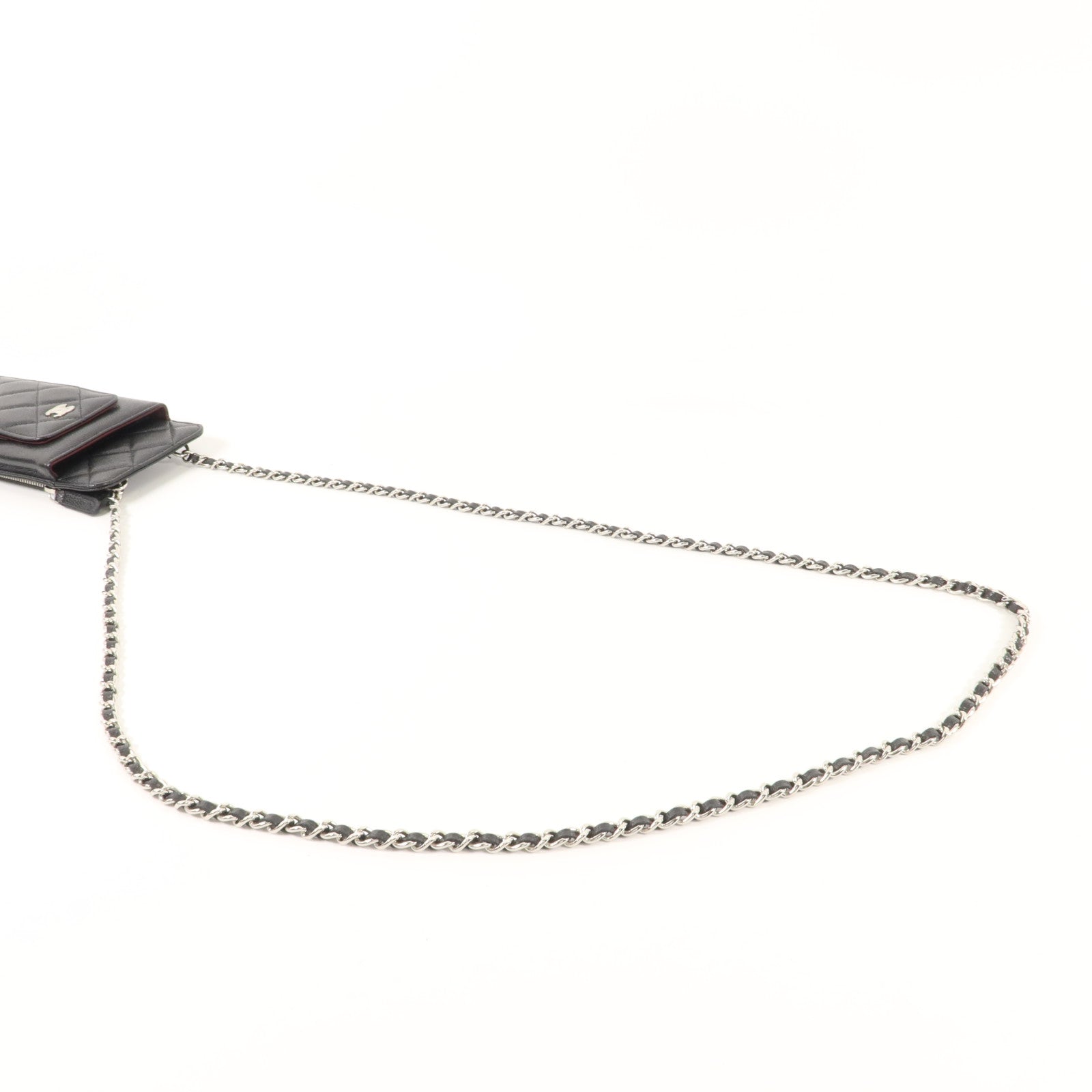 CHANEL 牛皮皮革Classic Phone Holder With Chain銀扣肩背袋