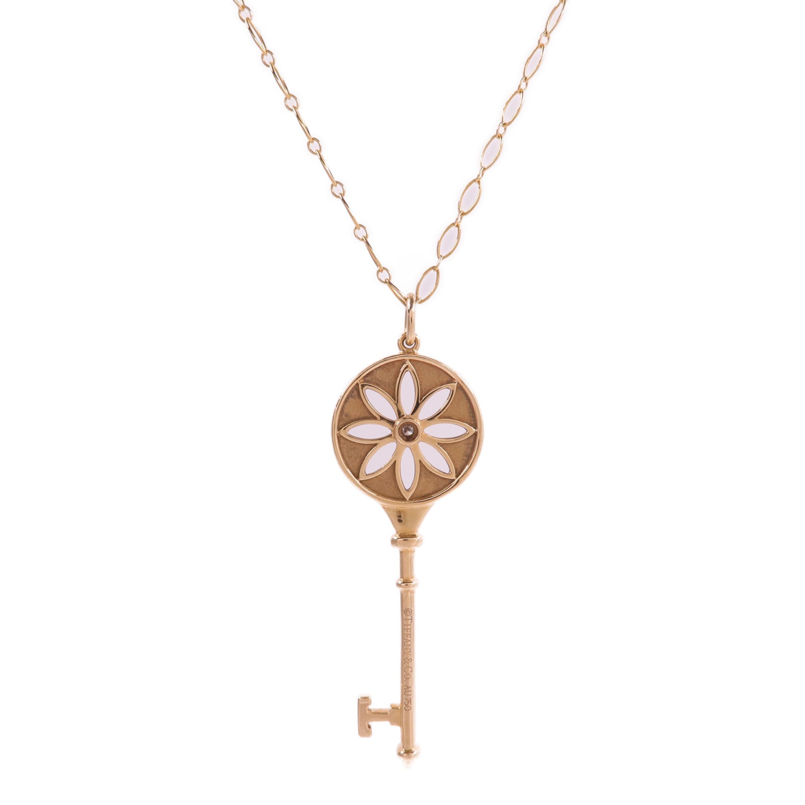 TIFFANY＆CO 18K玫瑰金Star Key Necklace鑽石項鍊