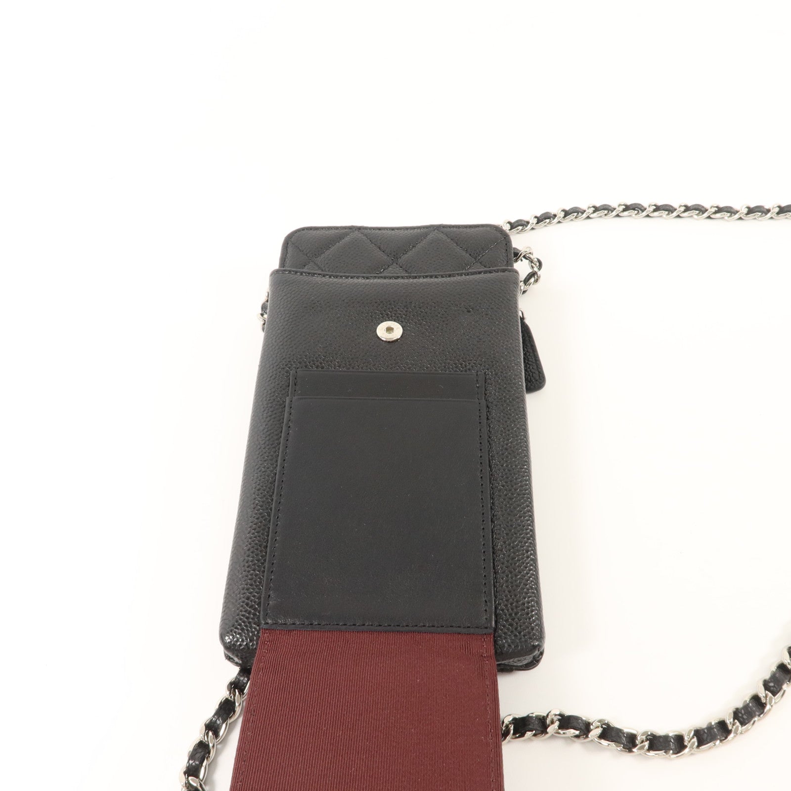 CHANEL 牛皮皮革Classic Phone Holder With Chain銀扣肩背袋