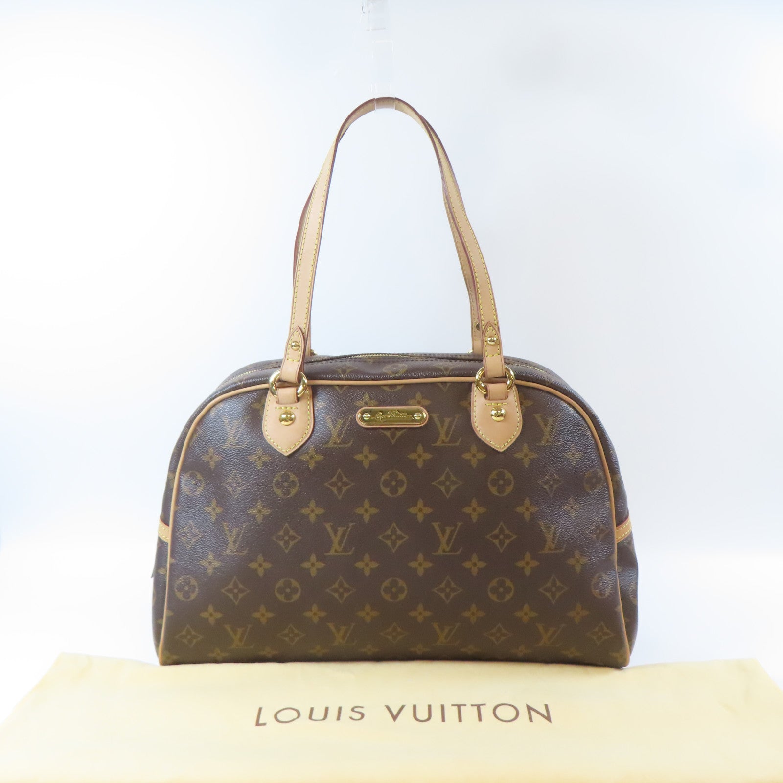 LOUIS VUITTON 【激減優惠】Monogram Montorgueil PM金扣手挽袋啡色