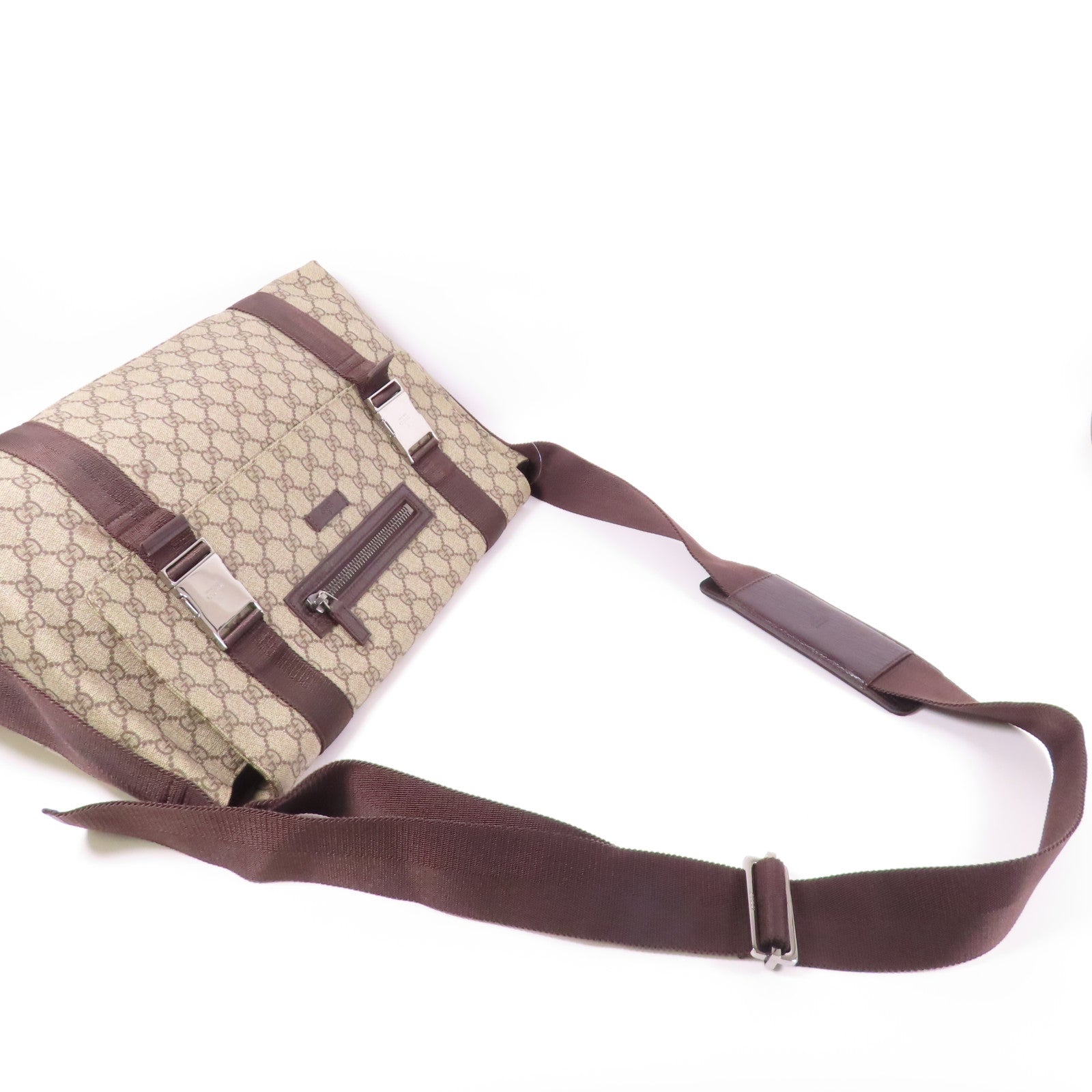 GUCCI 塗層帆布Shoulder/Messenger Bag銀扣