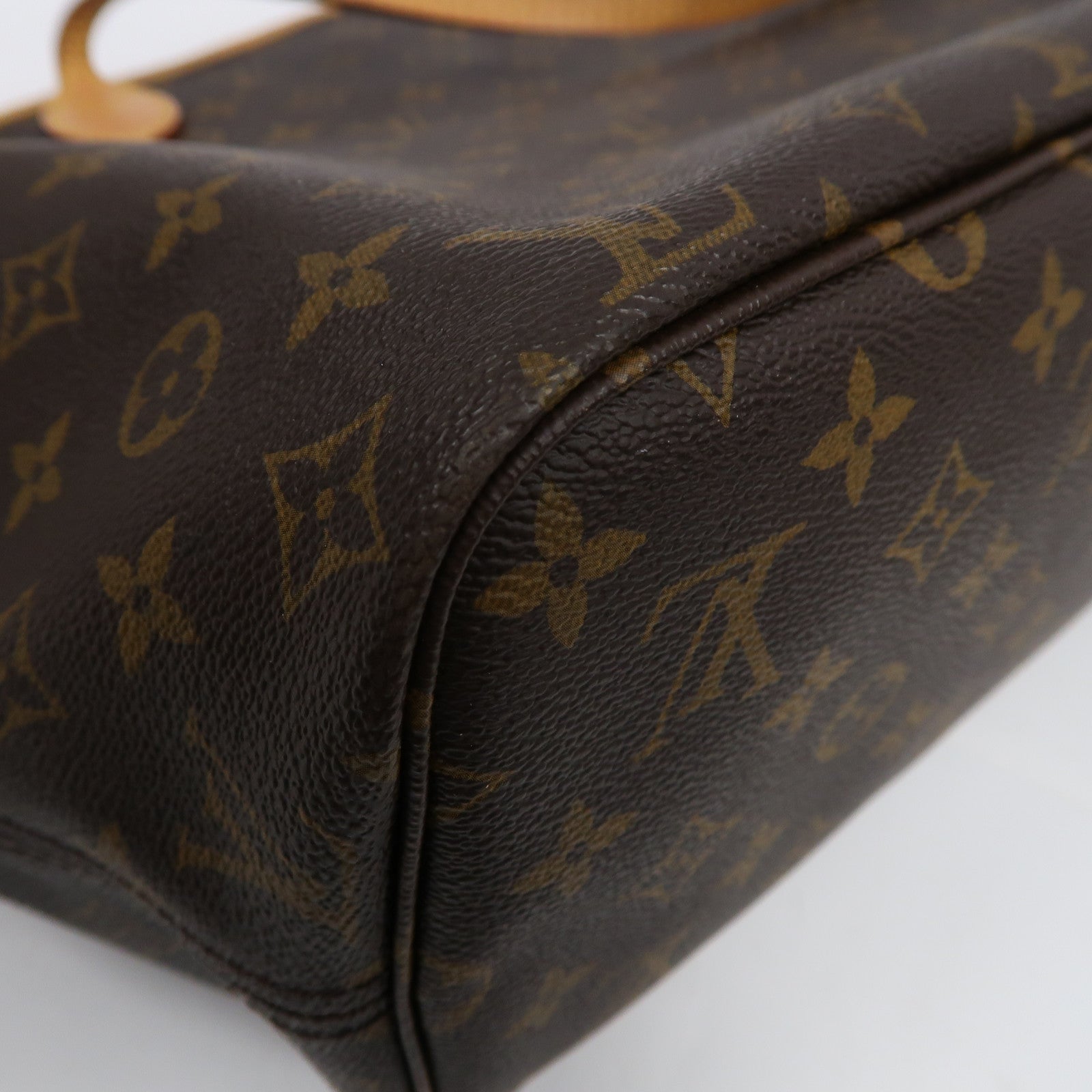 LOUIS VUITTON Monogram Neverfull MM金扣手挽袋啡色