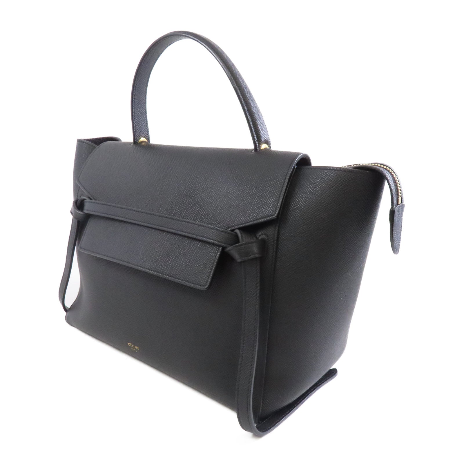 CELINE 牛皮皮革Belt Bag Mini金扣手挽肩背兩用袋黑色
