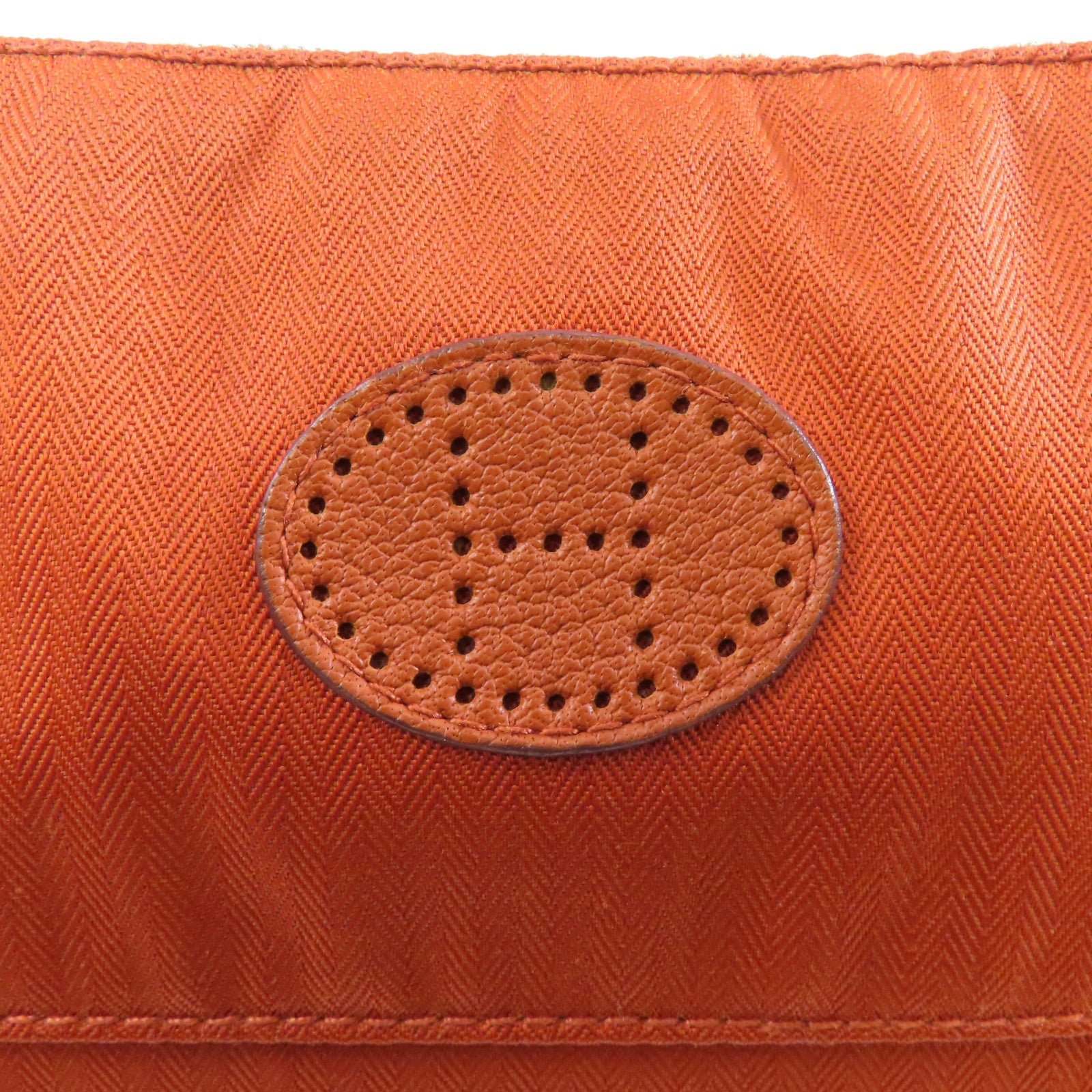 HERMES 帆布Bolide Pouch GM銀扣手拿包棕色