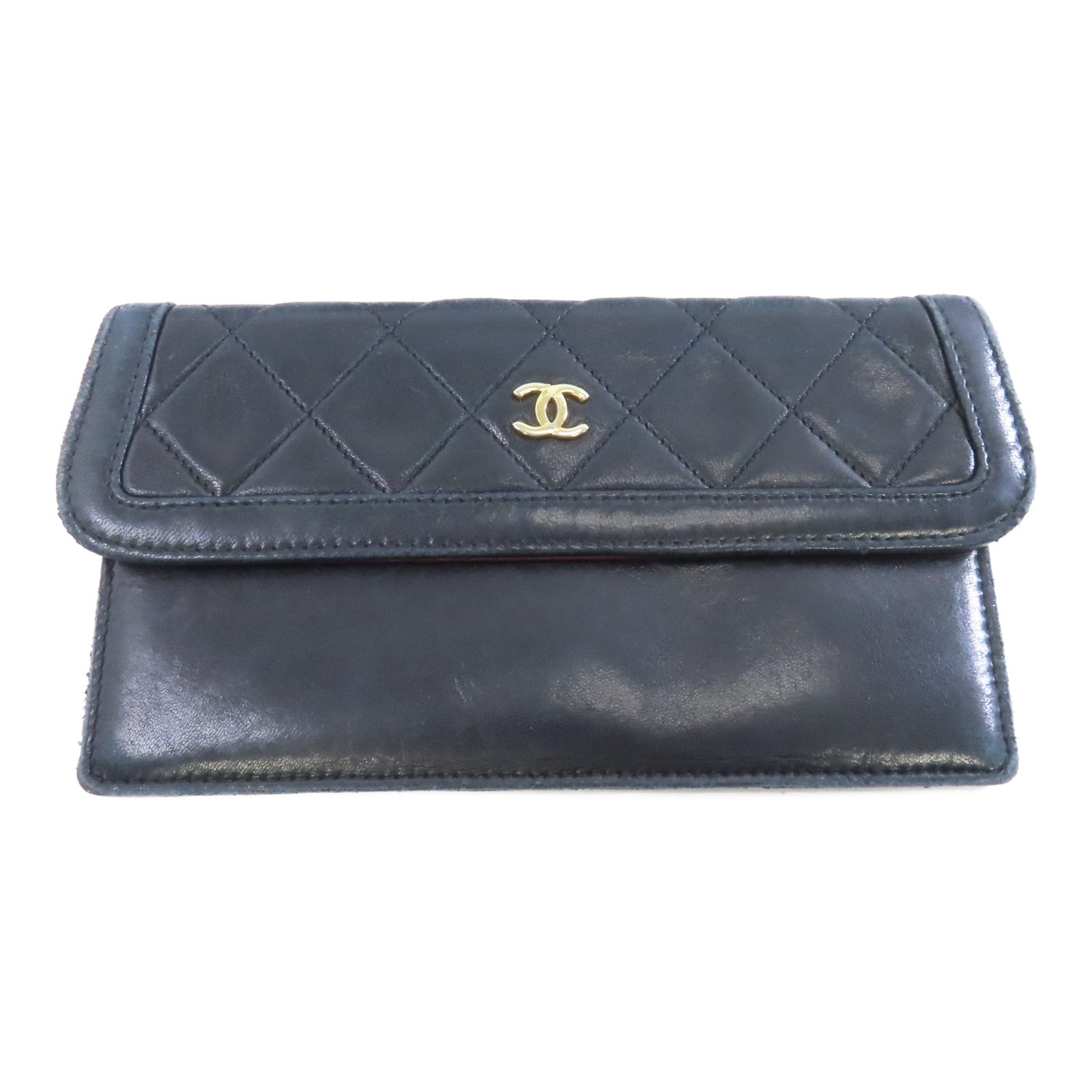 CHANEL 菱格羊皮皮革Chain Shoulder金扣鏈帶肩背袋黑色