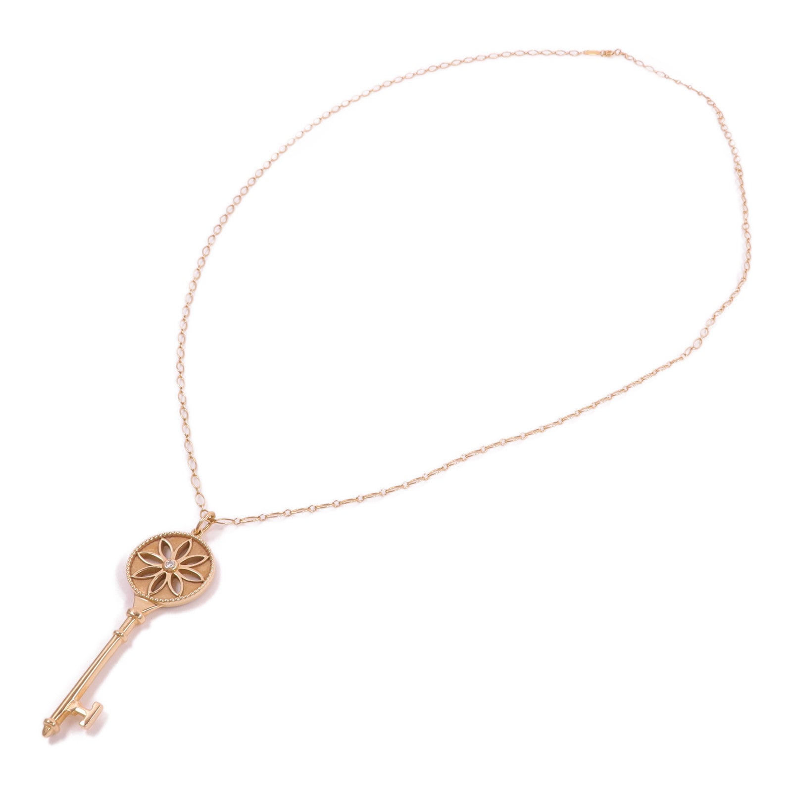 TIFFANY＆CO 18K玫瑰金Star Key Necklace鑽石項鍊