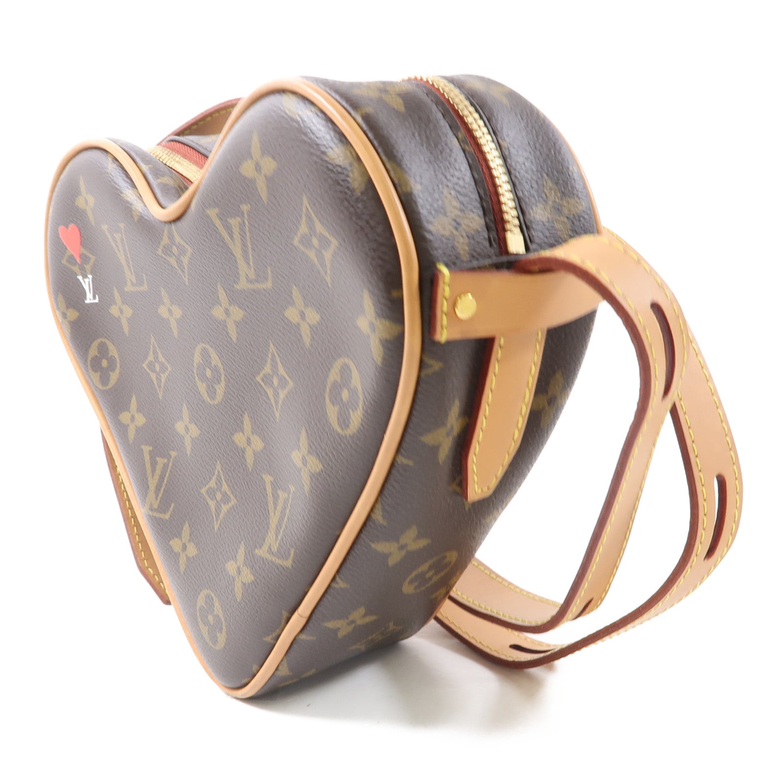 LOUIS VUITTON Monogram Game On Coeur金扣肩背袋棕色